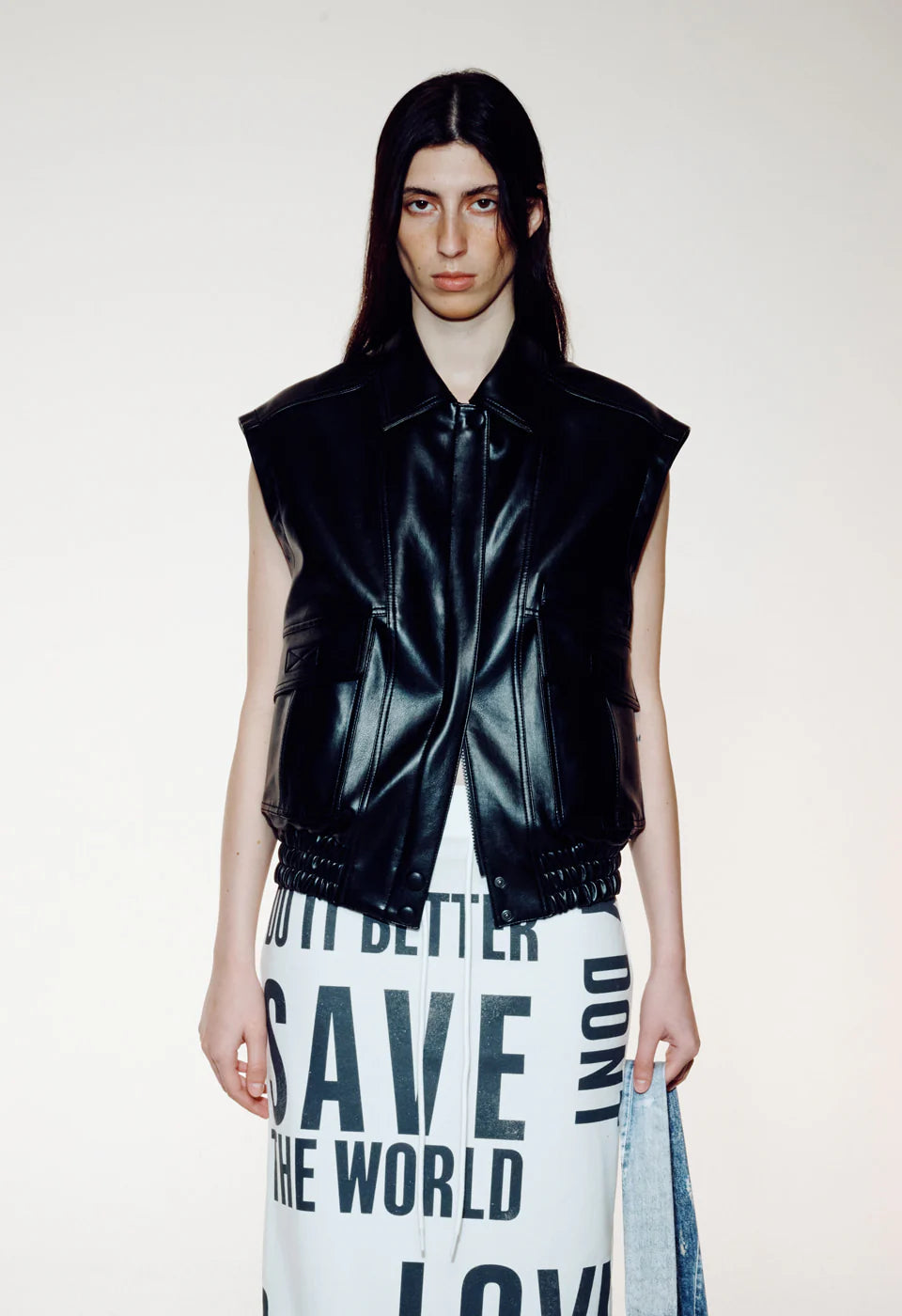 FAUX LEATHER BIKER VEST