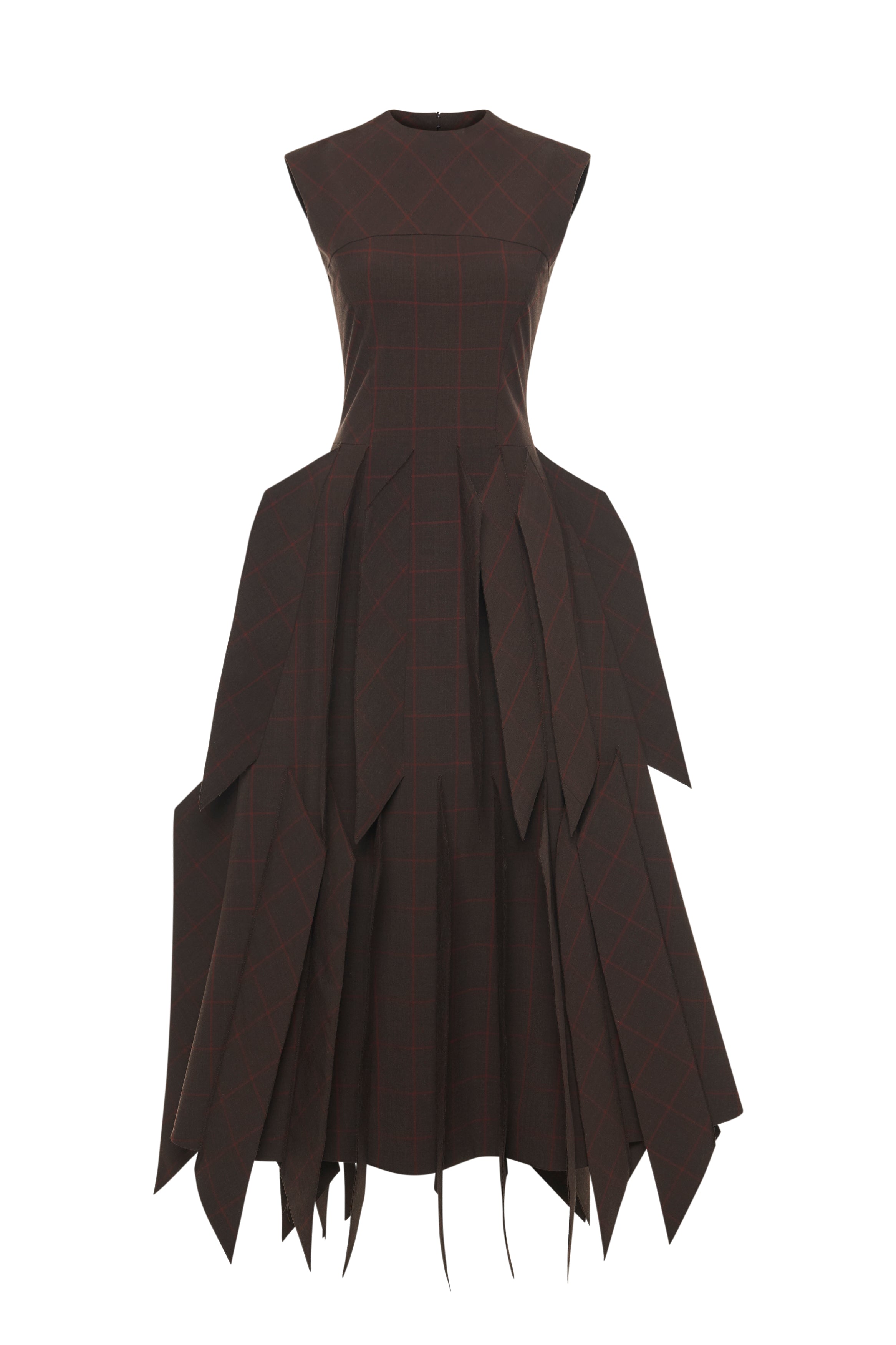 Dress With Panels Brown Wool