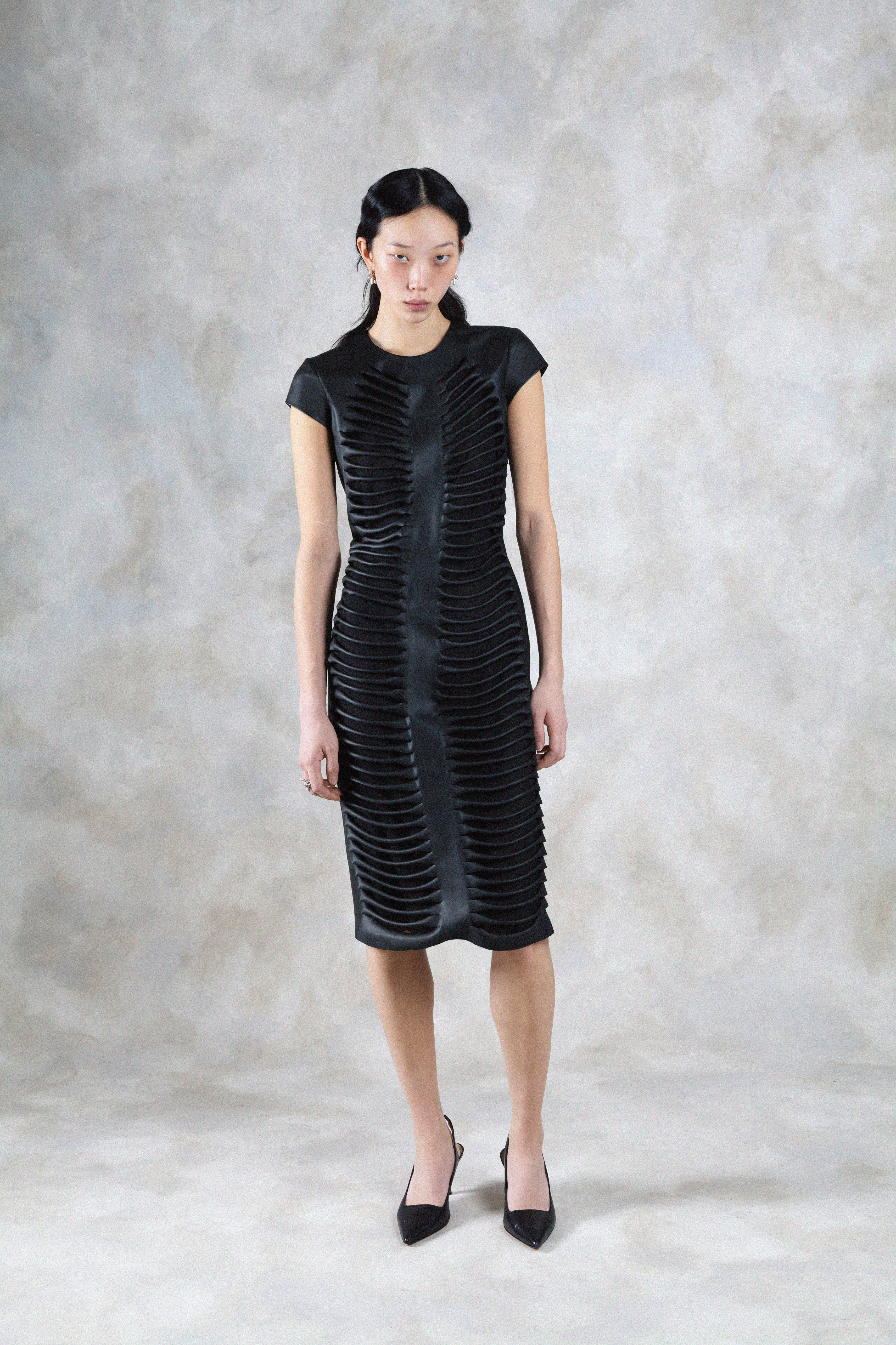 DALIA CUT-OUT FAUX LEATHER DRESS