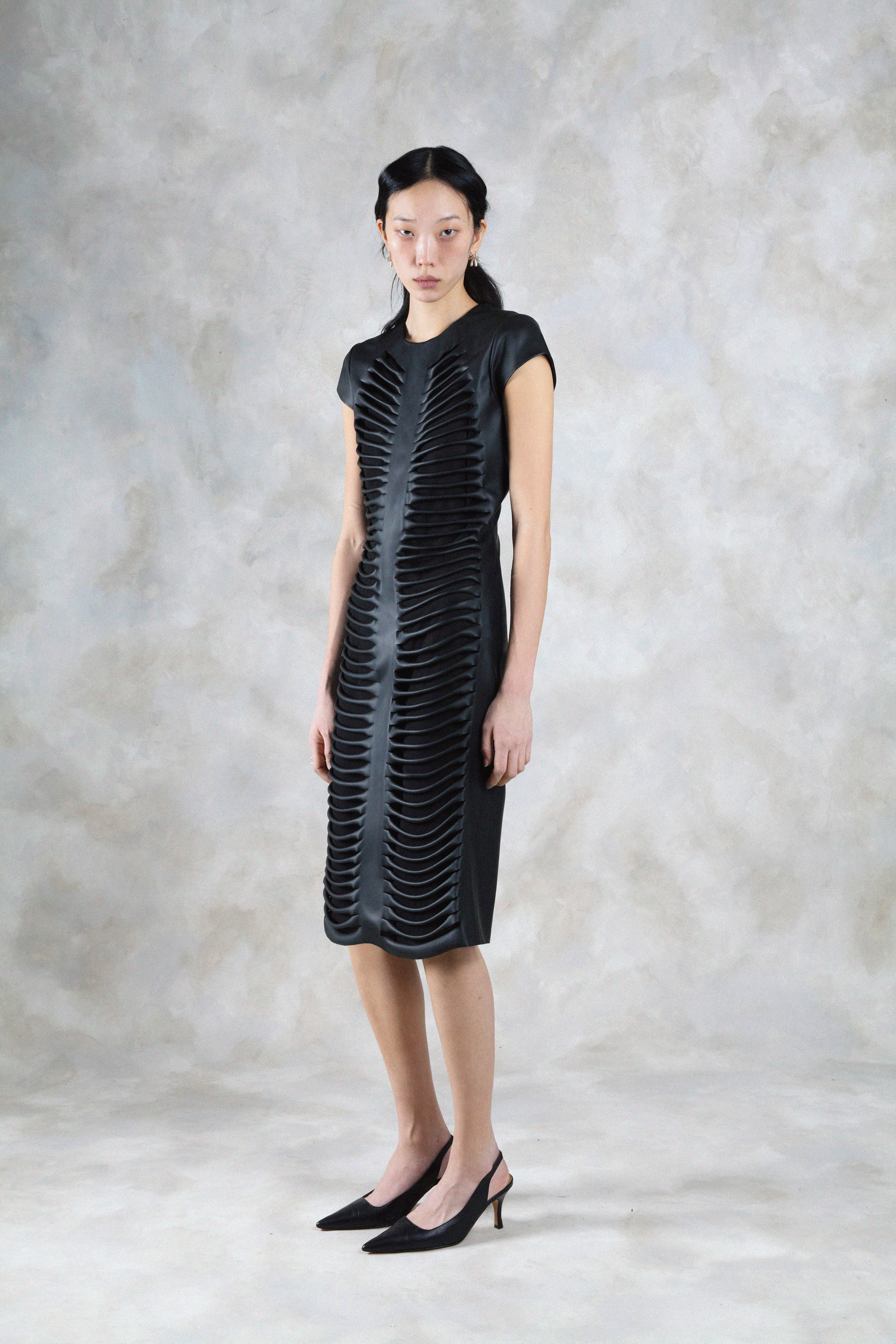 DALIA CUT-OUT FAUX LEATHER DRESS