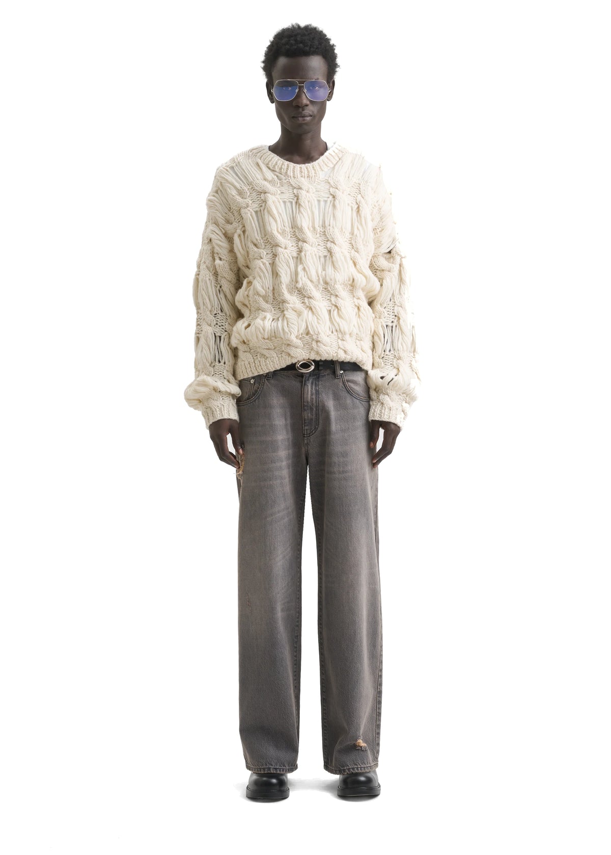 OPEN CABLE-KNIT SWEATER