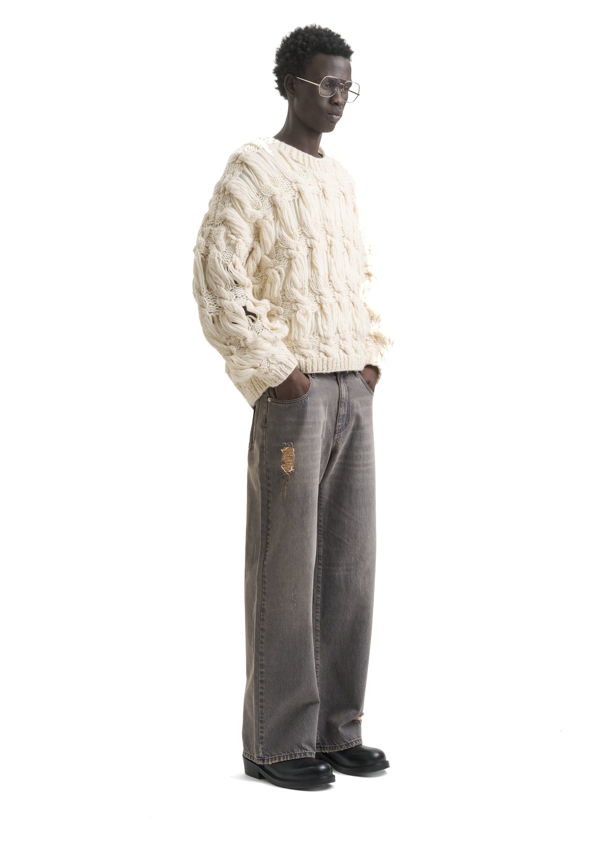 OPEN CABLE-KNIT SWEATER