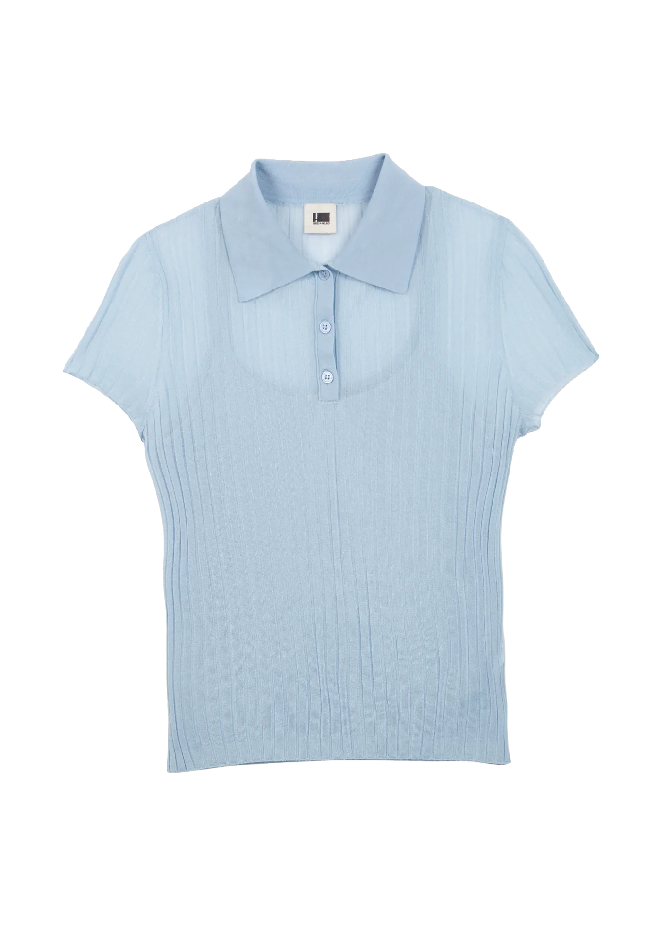 RIBBED LIGHT BLUE KNIT POLO