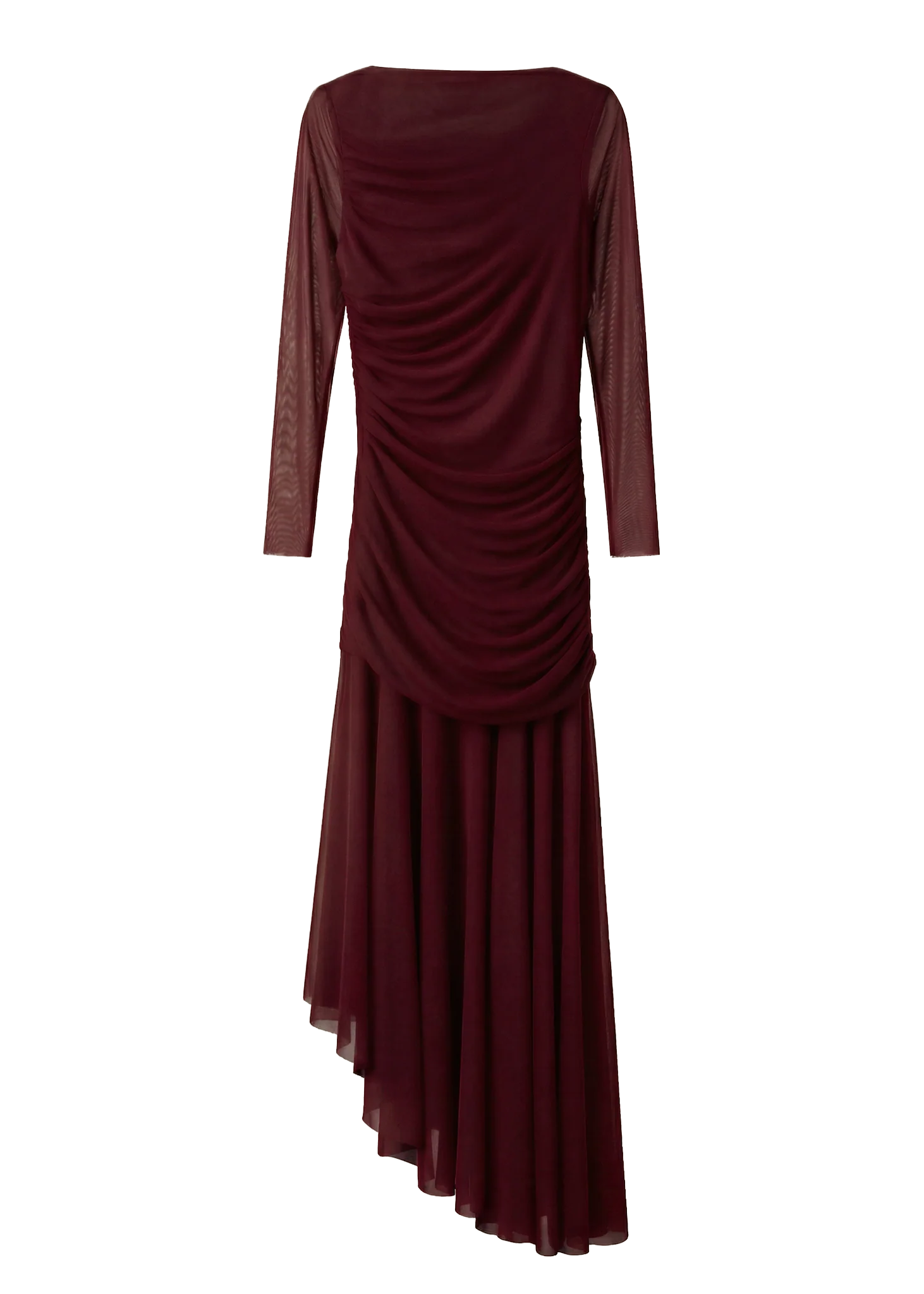 DRAPED BURDEOS TULLE DRESS
