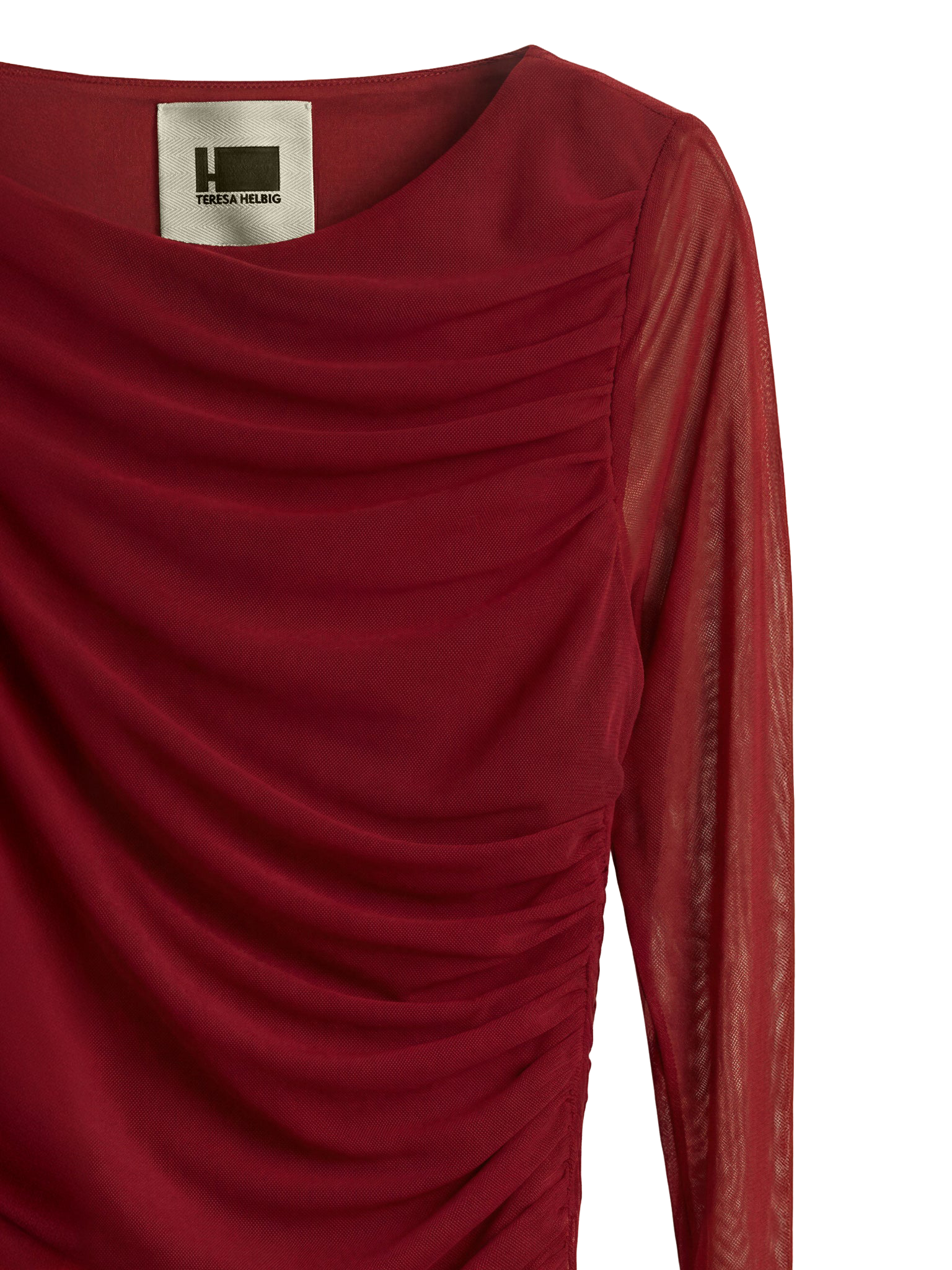 DRAPED RED TULLE DRESS
