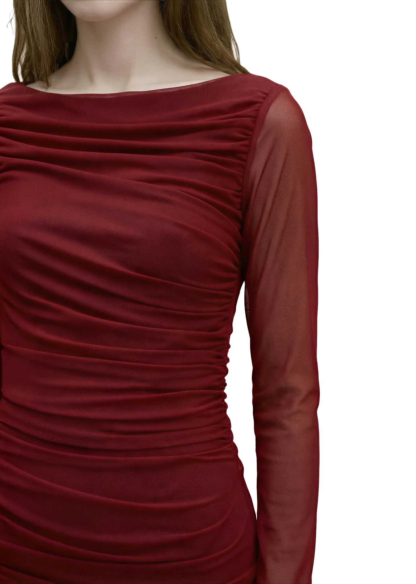 DRAPED RED TULLE DRESS
