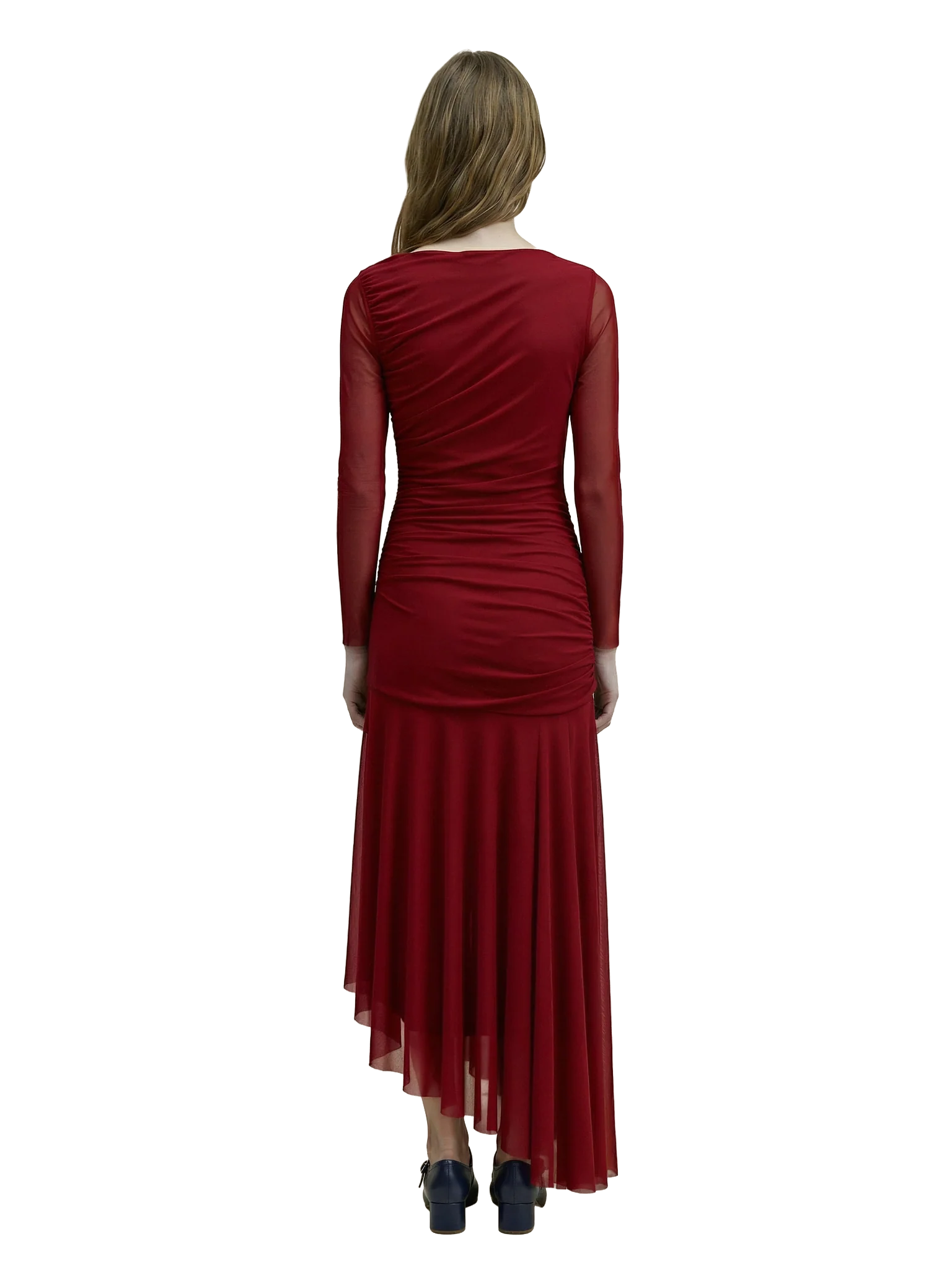 DRAPED RED TULLE DRESS