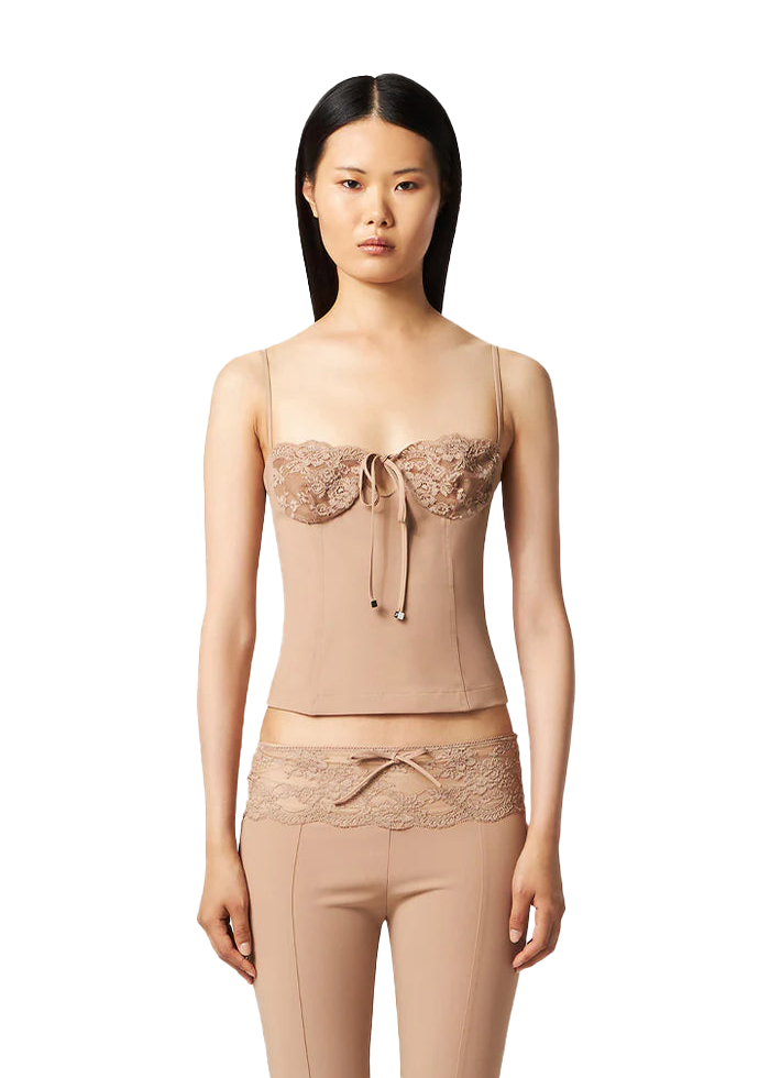 TOP WITH LACE INSERT NUDE