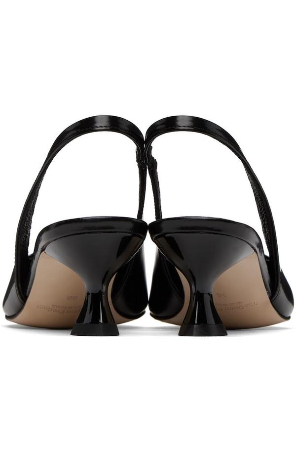 Symbol Logo Slingback Heels Black