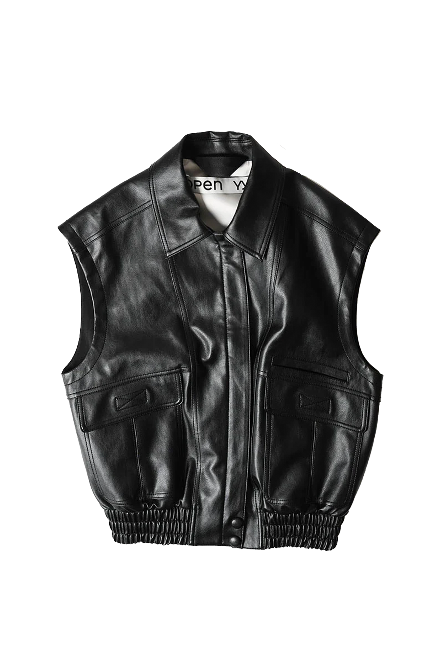 FAUX LEATHER BIKER VEST
