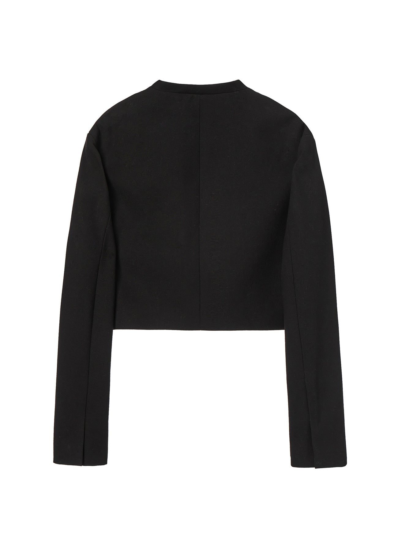 COLLARLESS CROPPED JACKET BLACK
