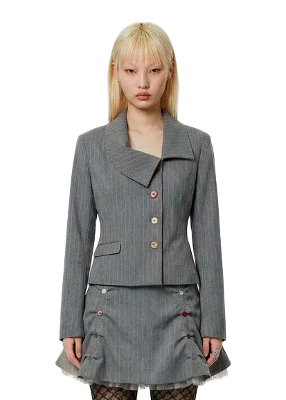 Blazer pinstripe buttons grey