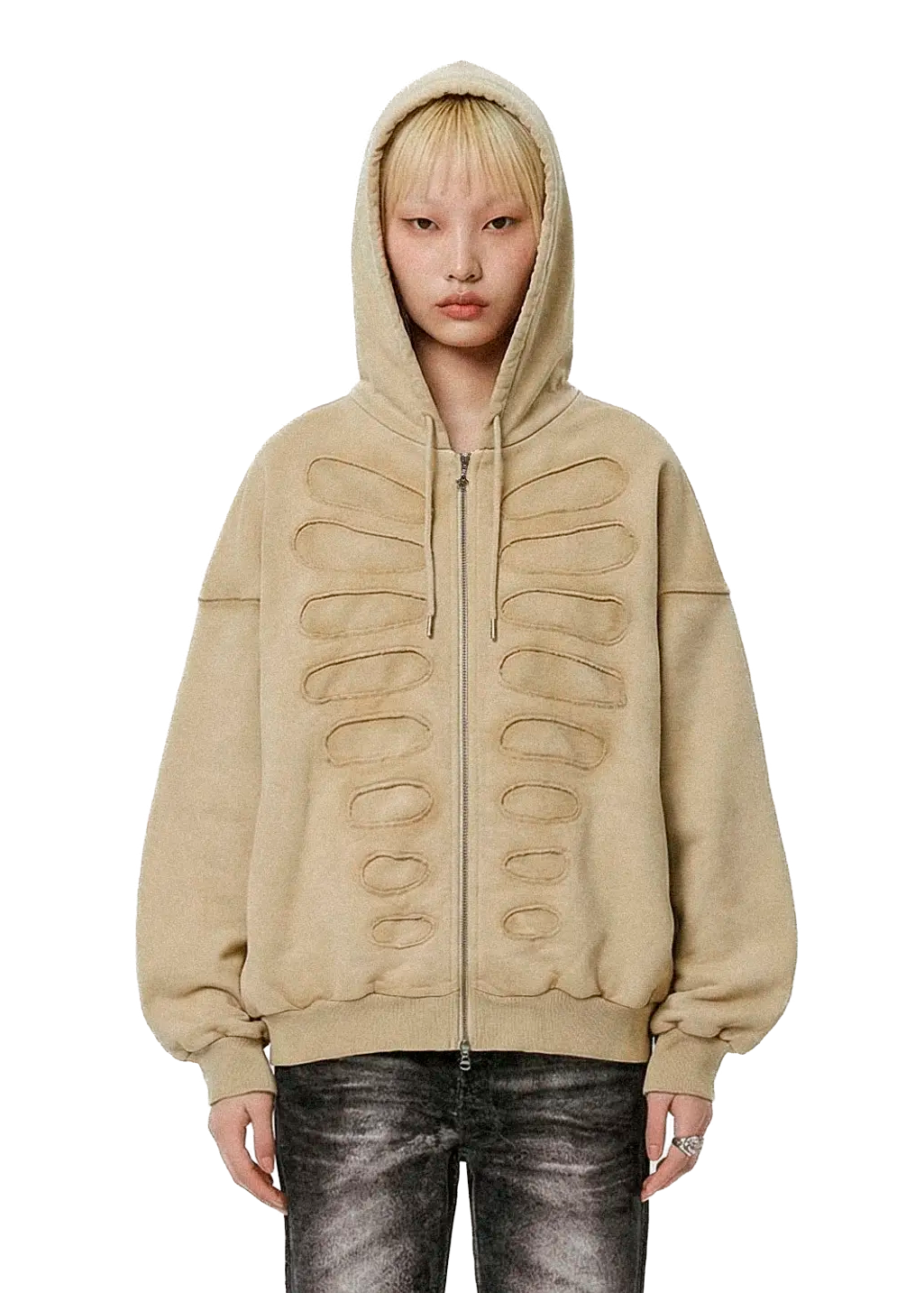 Shoulderless hoodie cut-out