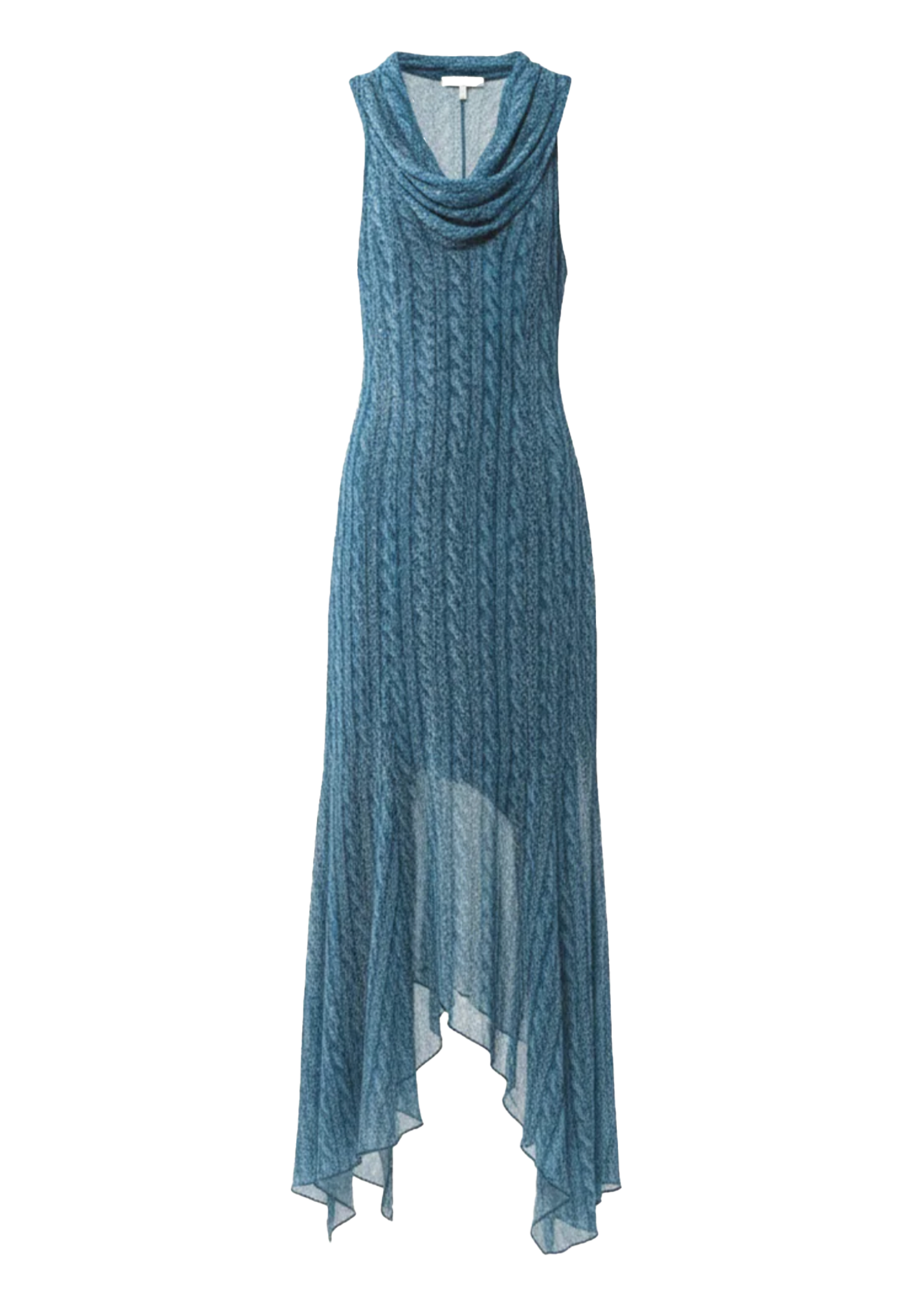 Draped Dress Printed Cable Knit Blue
