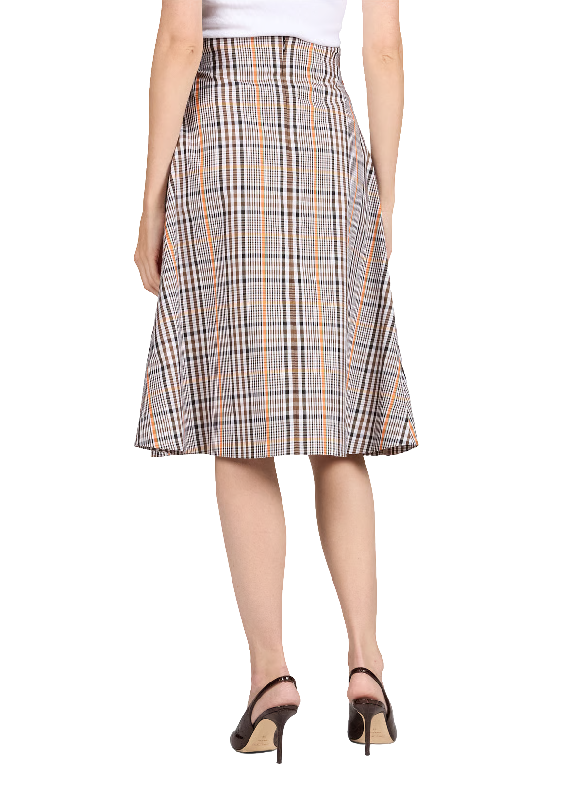 Plaid Trapeze Skirt With Cut Out