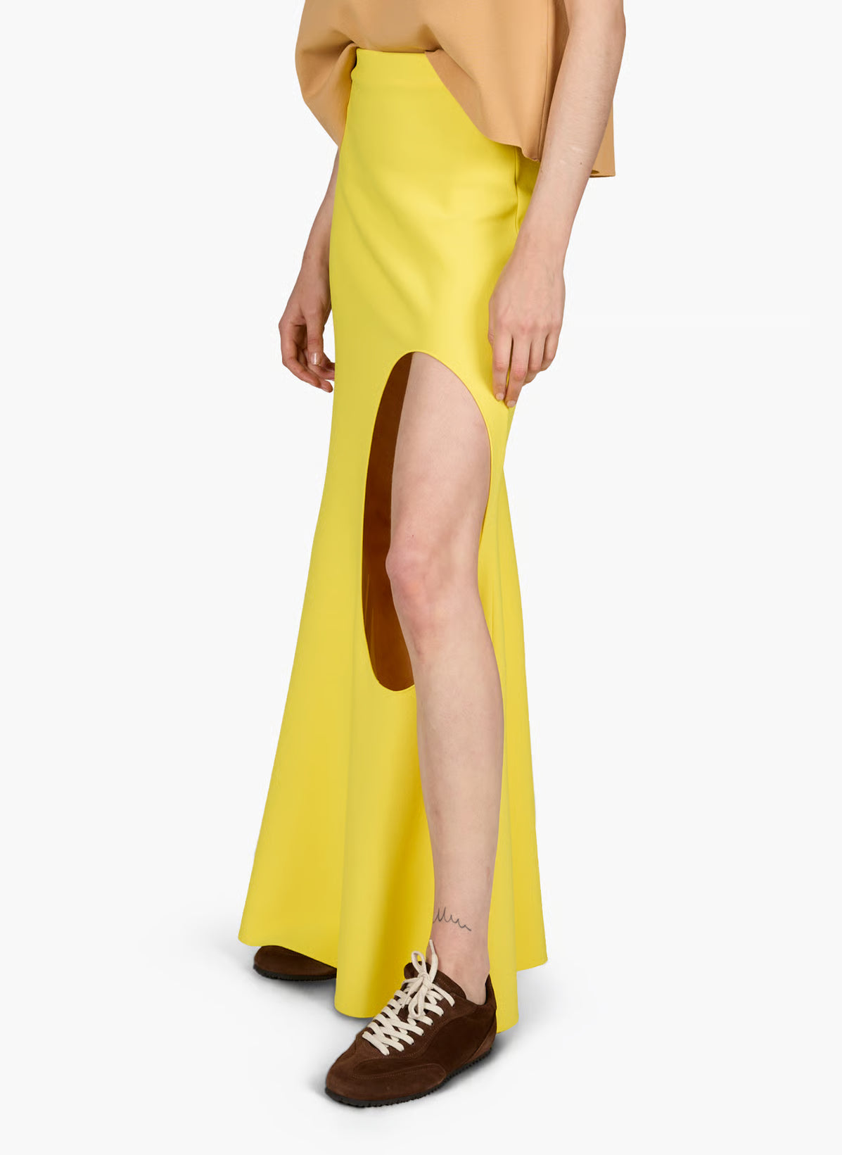 Knitted Flared Skirt With Cut Out