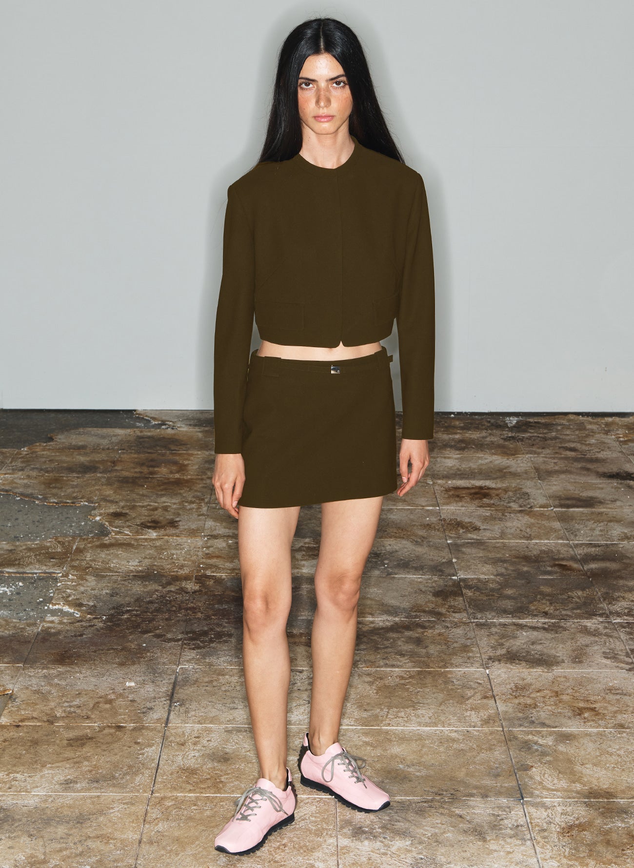 BELTED MINI SKIRT KHAKI