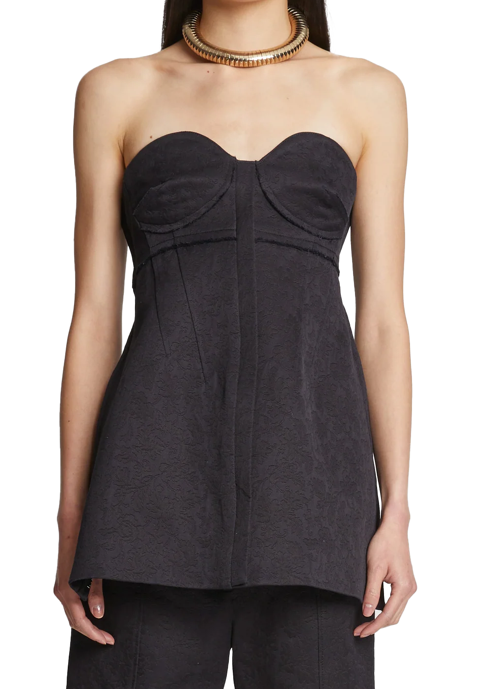 COTTON WOOL JACQUARD BLACK BUSTIER