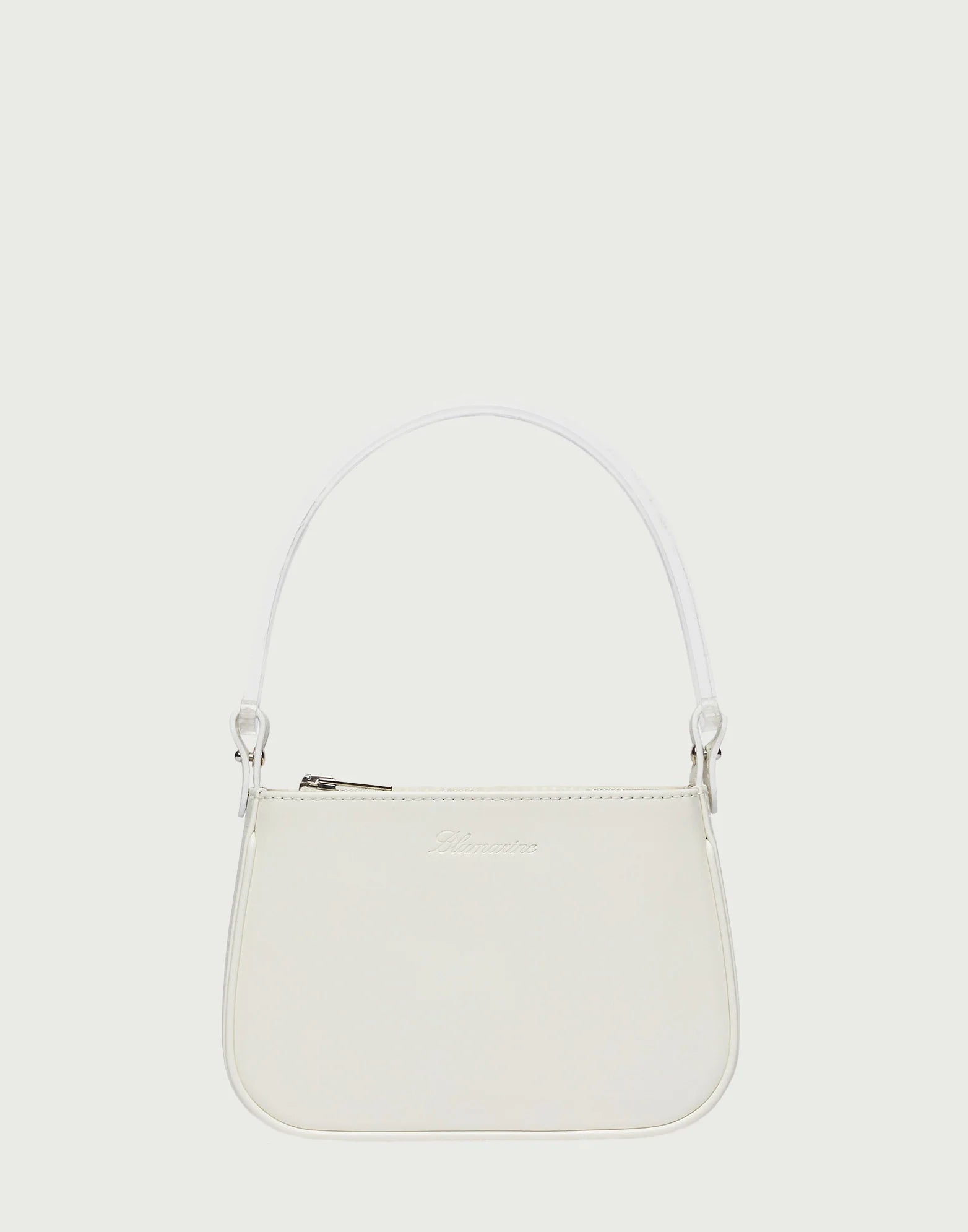 NAPA LEATHER BAG WITH A BRANDED HANDLE IN PLEXI WHITE