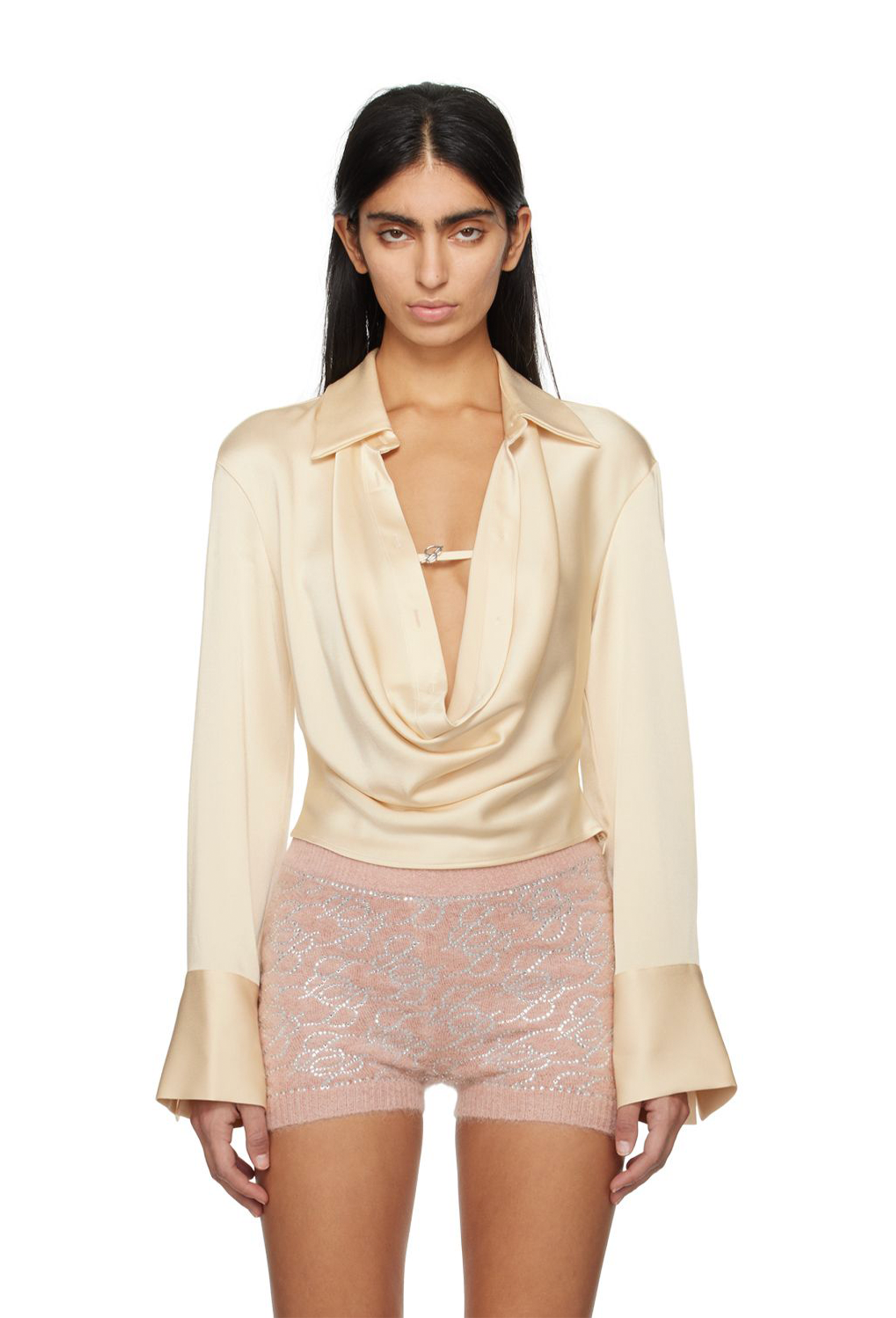 COWL COLLAR BLOUSE IN SATIN