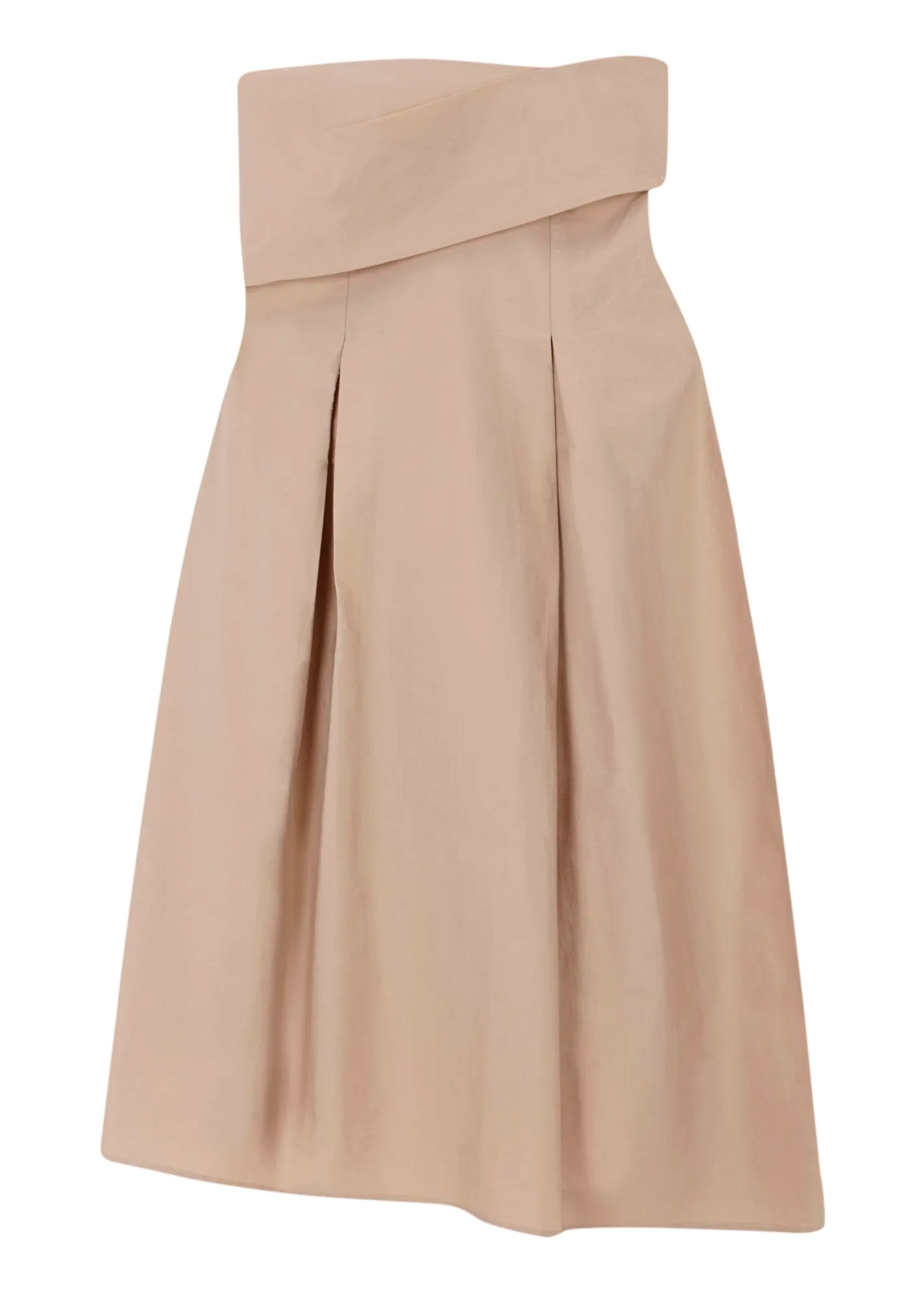 Beige Strapless Midi Dress