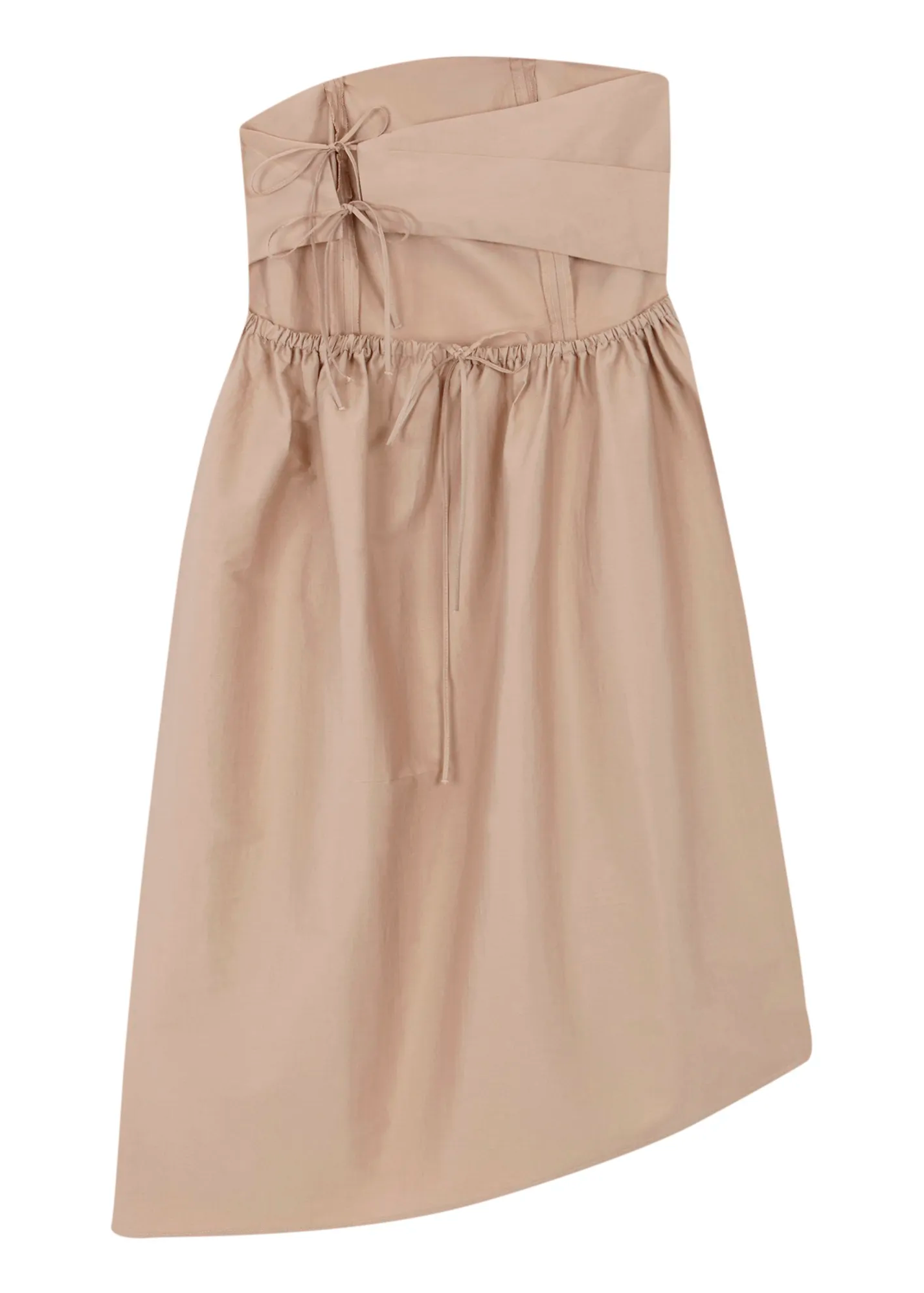 Beige Strapless Midi Dress