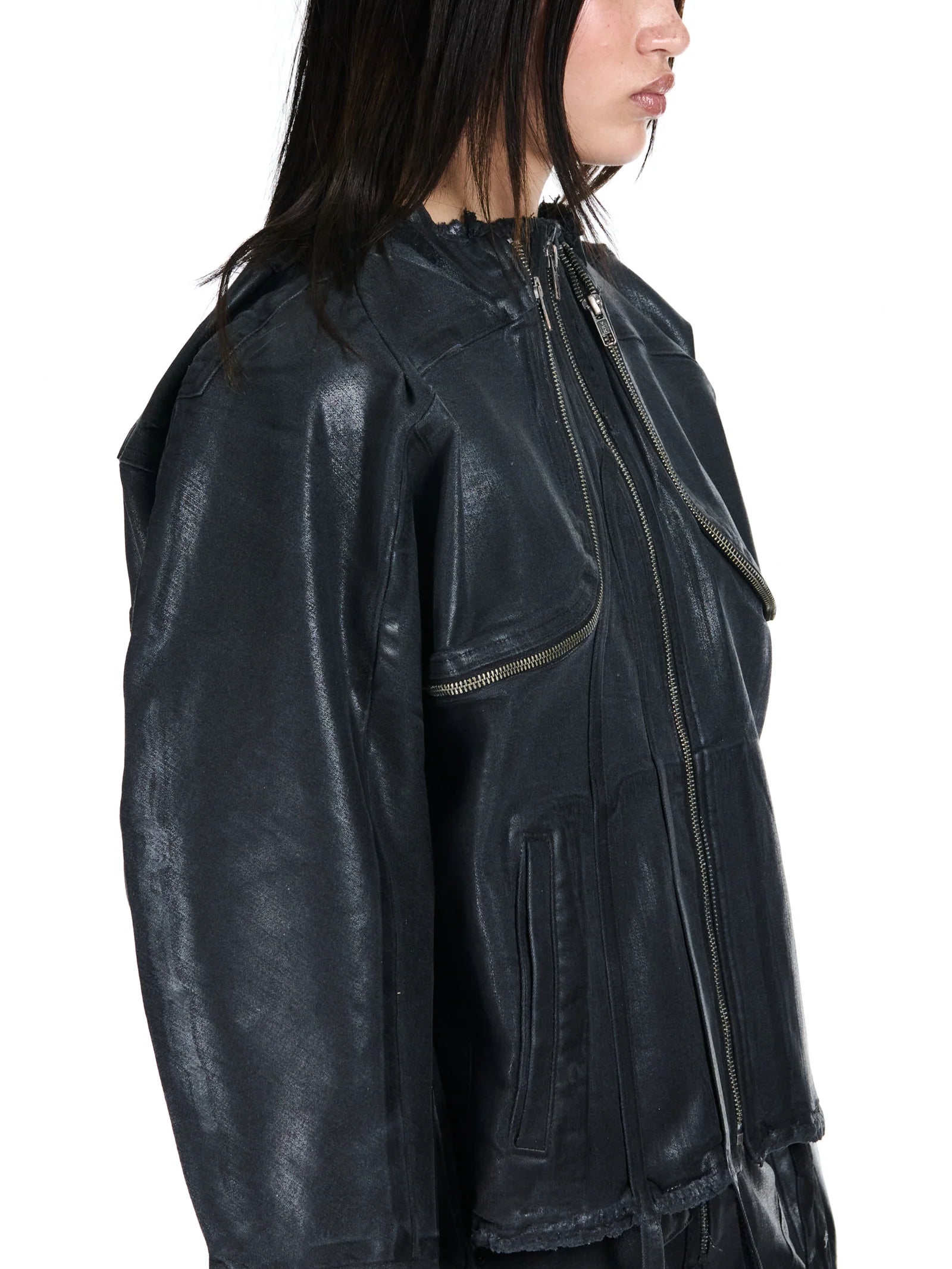 Glazed Denim Zip Jacket