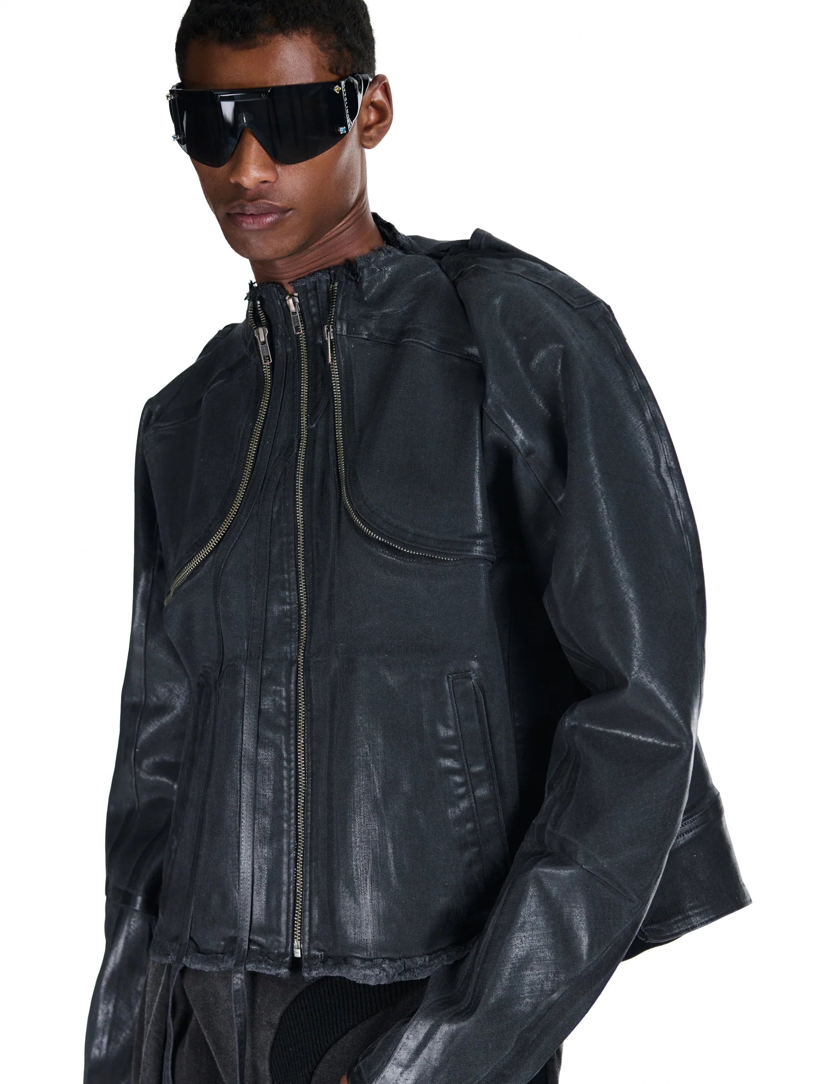 Glazed Denim Zip Jacket