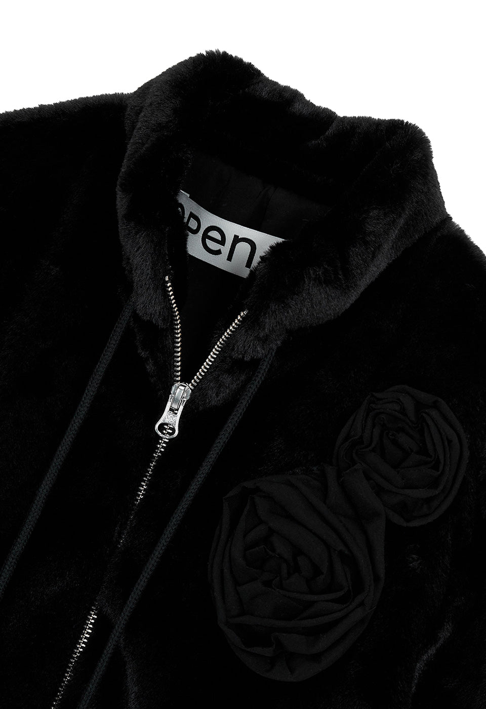 OPEN YY black fleece zip jacket
