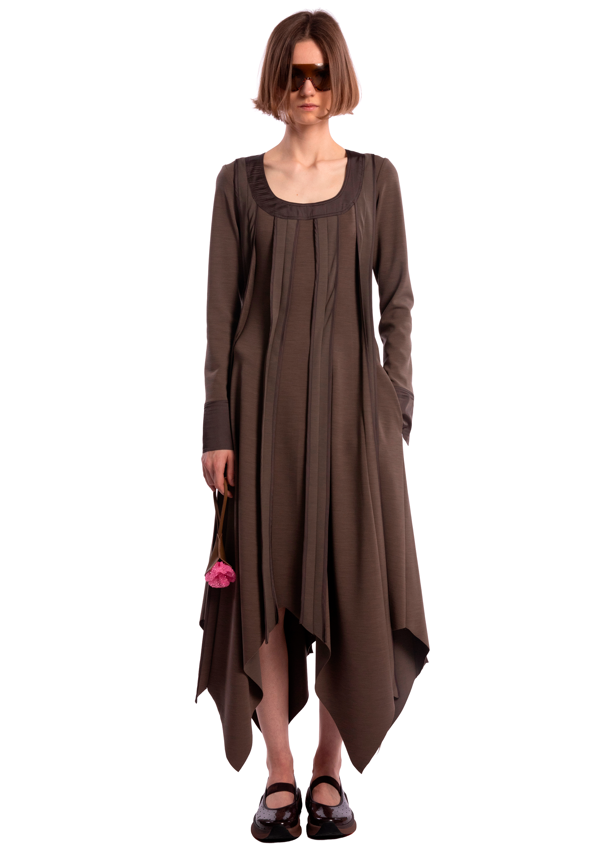 Brown layered Zomer dress for modern wedding guest dressing