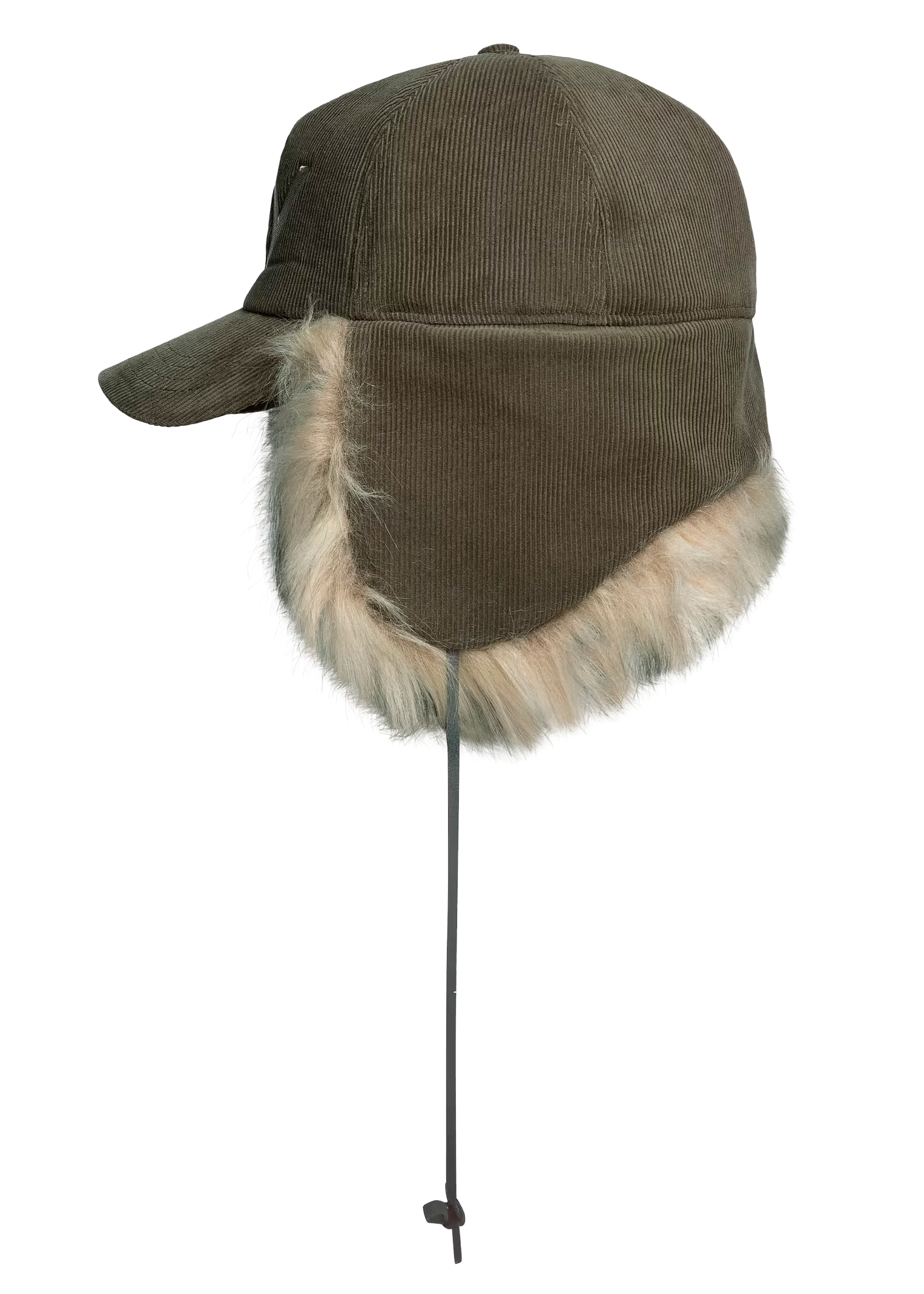 Faux Fur Corduroy Earflap Cap