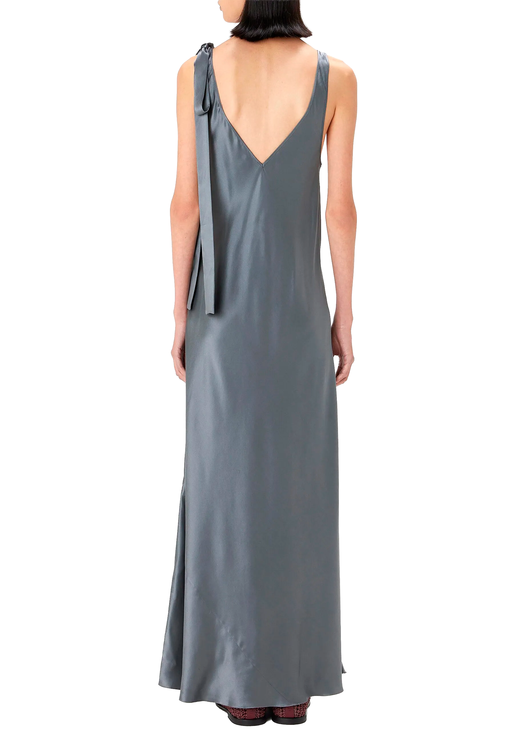 Gray Plunging V-Neck Maxi Dress