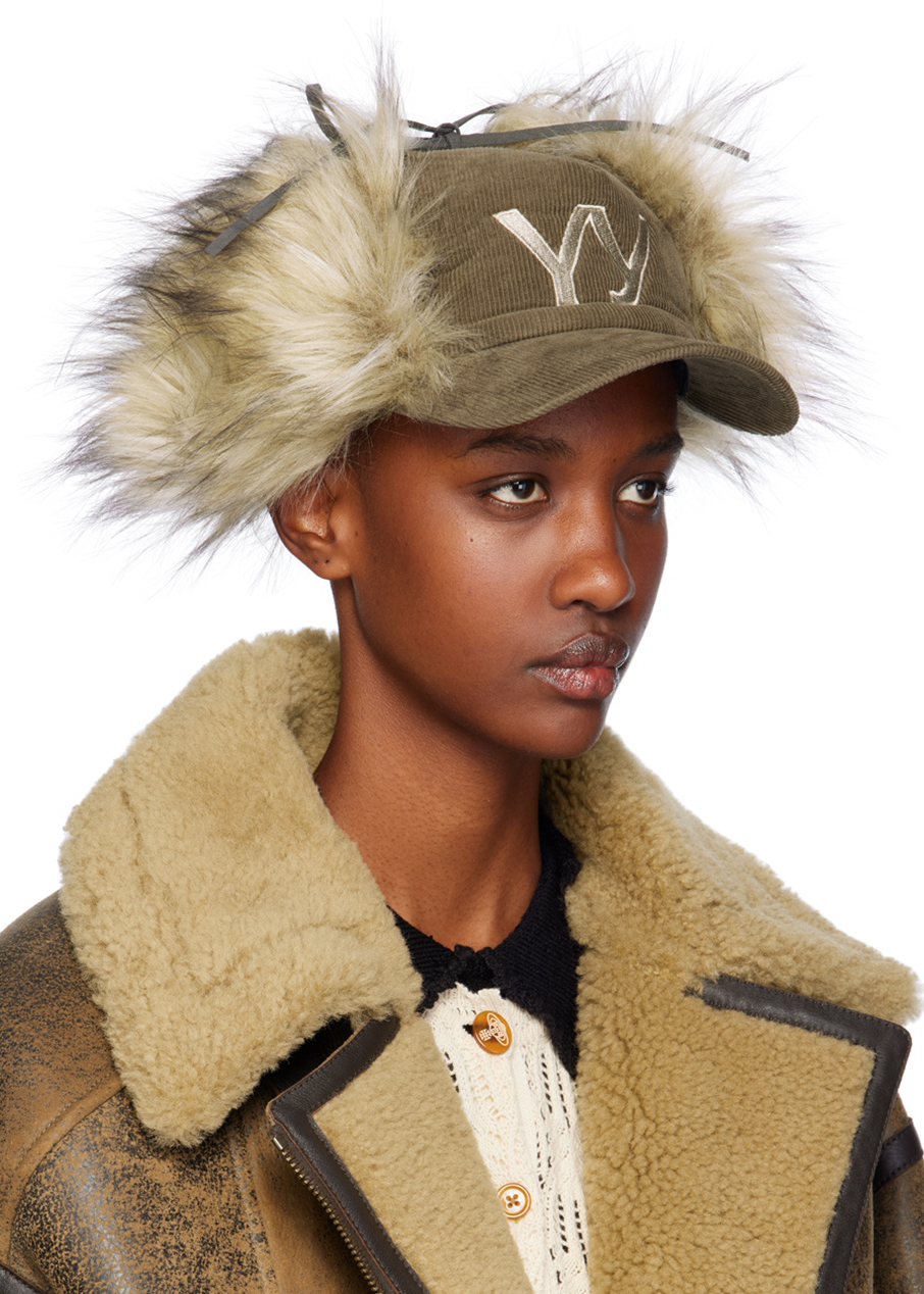 Faux Fur Corduroy Earflap Cap