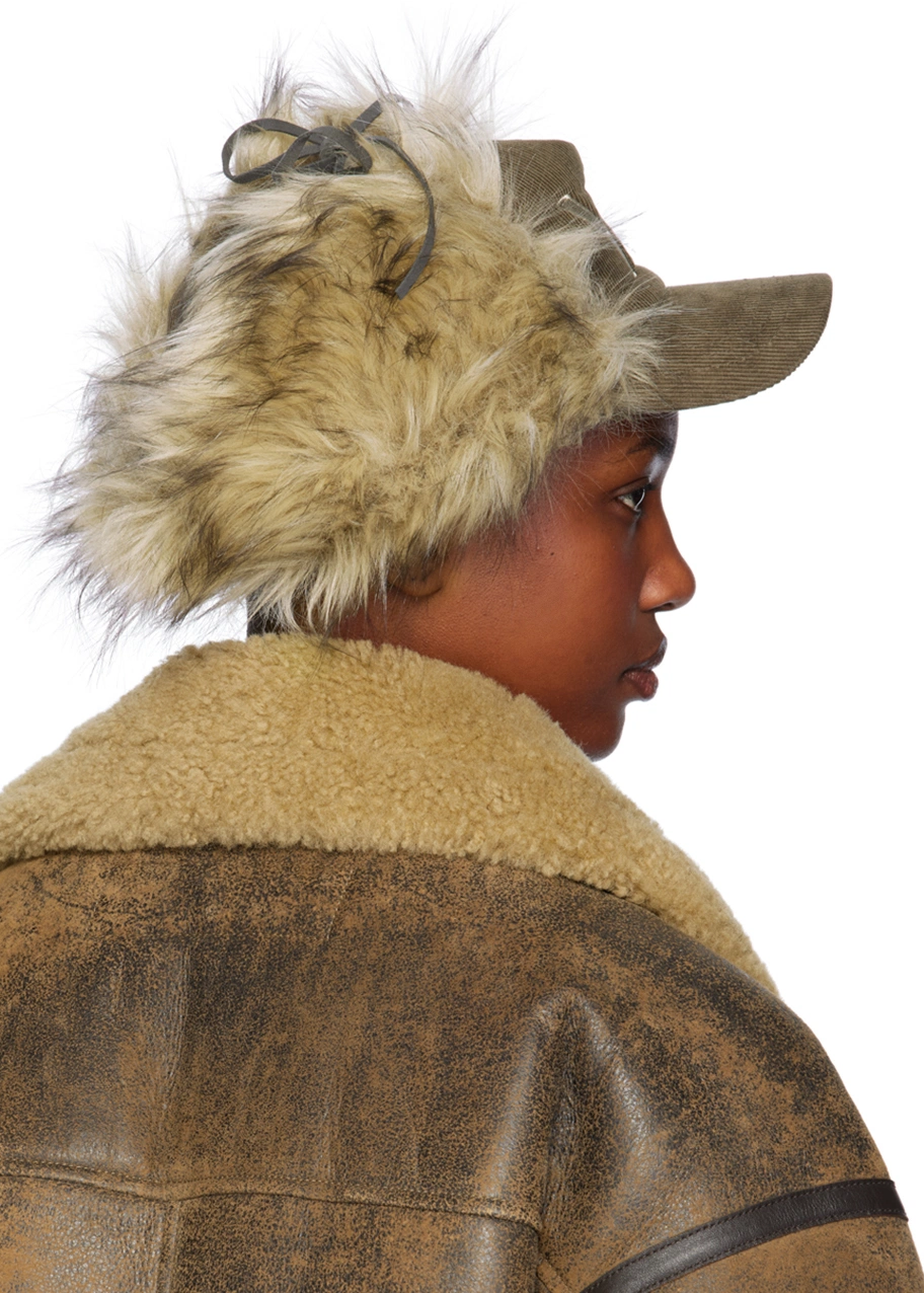 Faux Fur Corduroy Earflap Cap