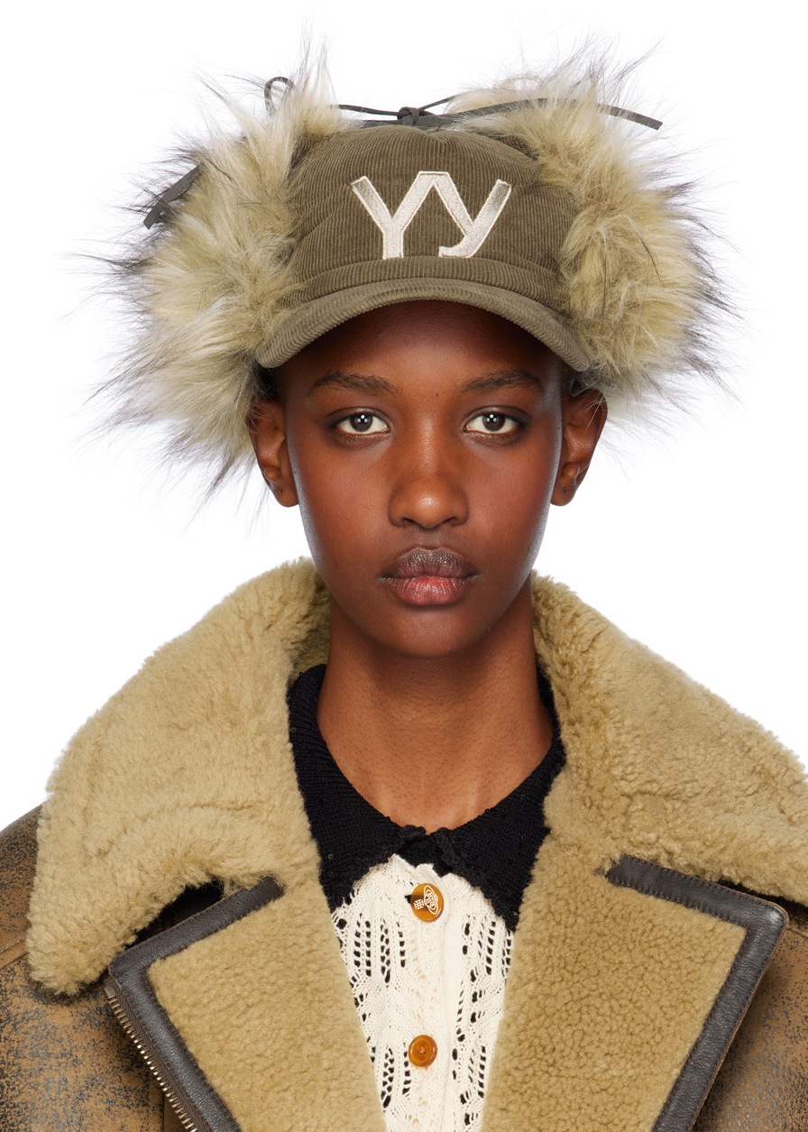 Faux Fur Corduroy Earflap Cap