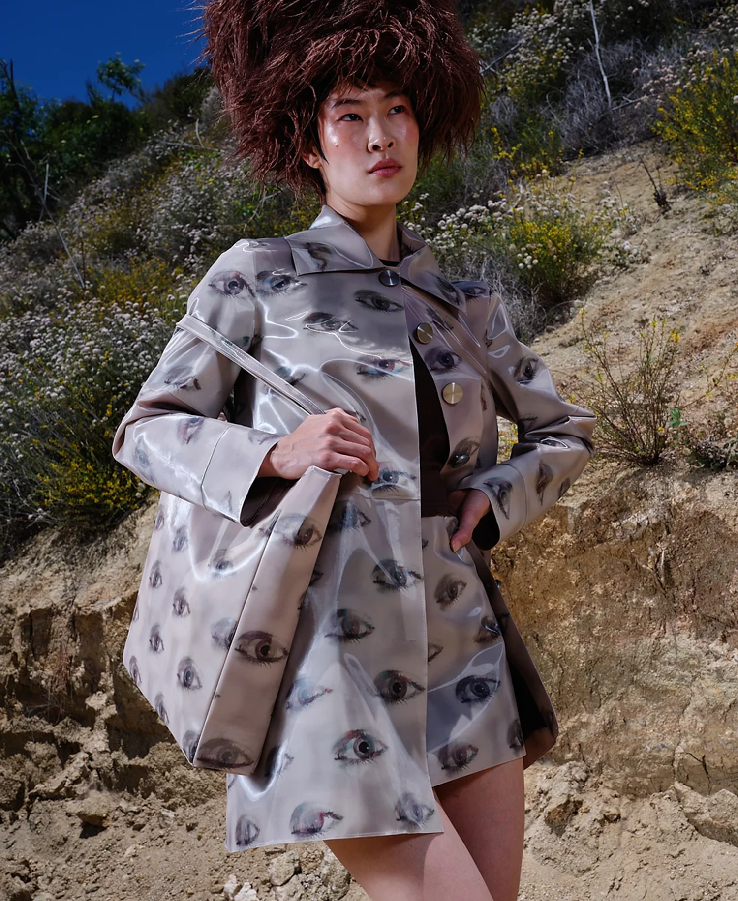 Beige Blinking Eye Coat