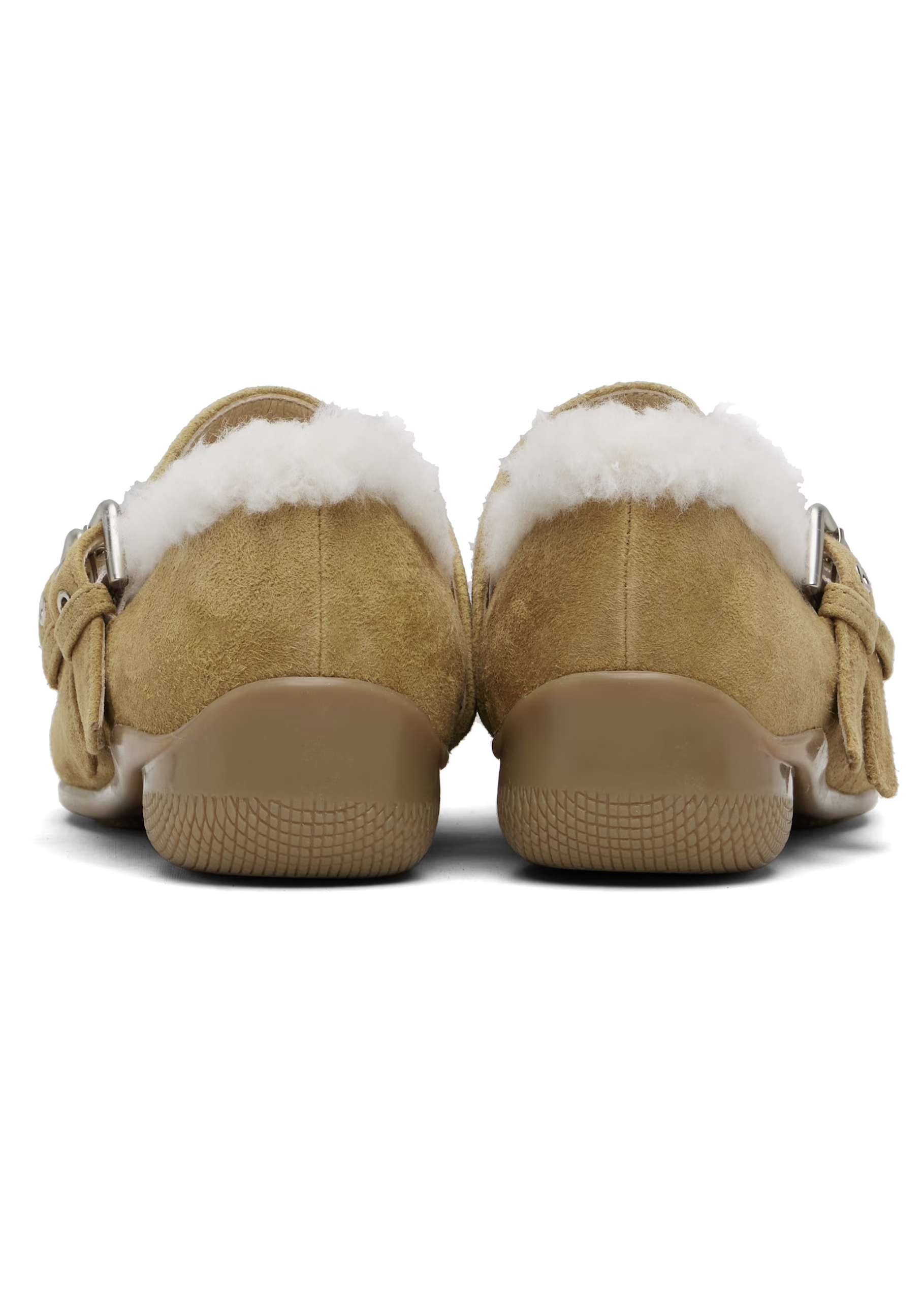 Shearling Heart Stud Ballet Flats