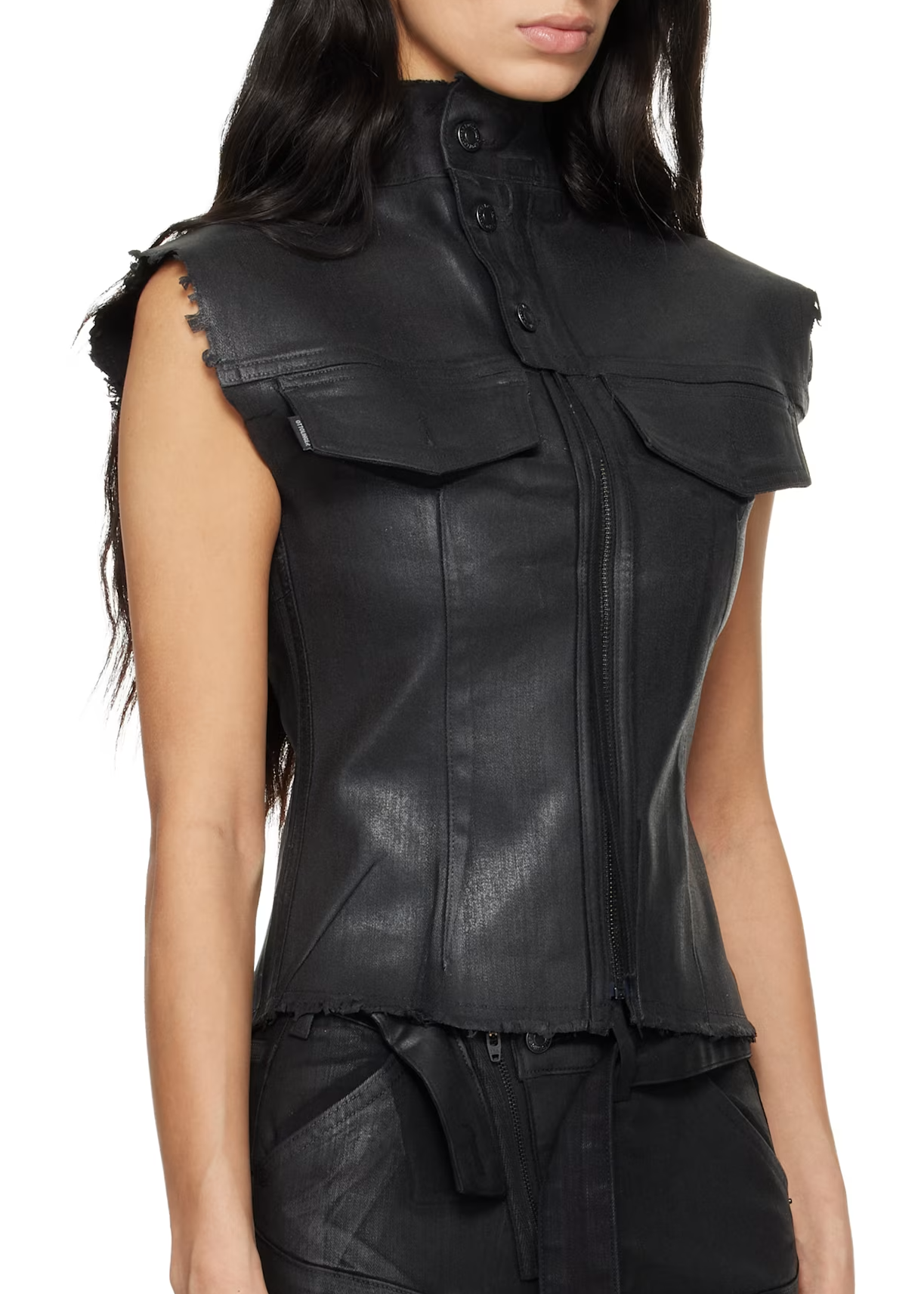 Glazed Denim Zip Top