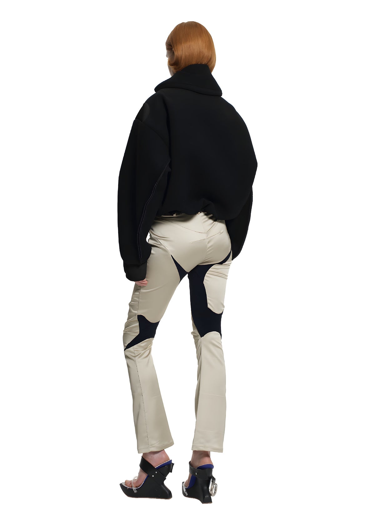 MULTILINE SATIN PANTS - BEIGE