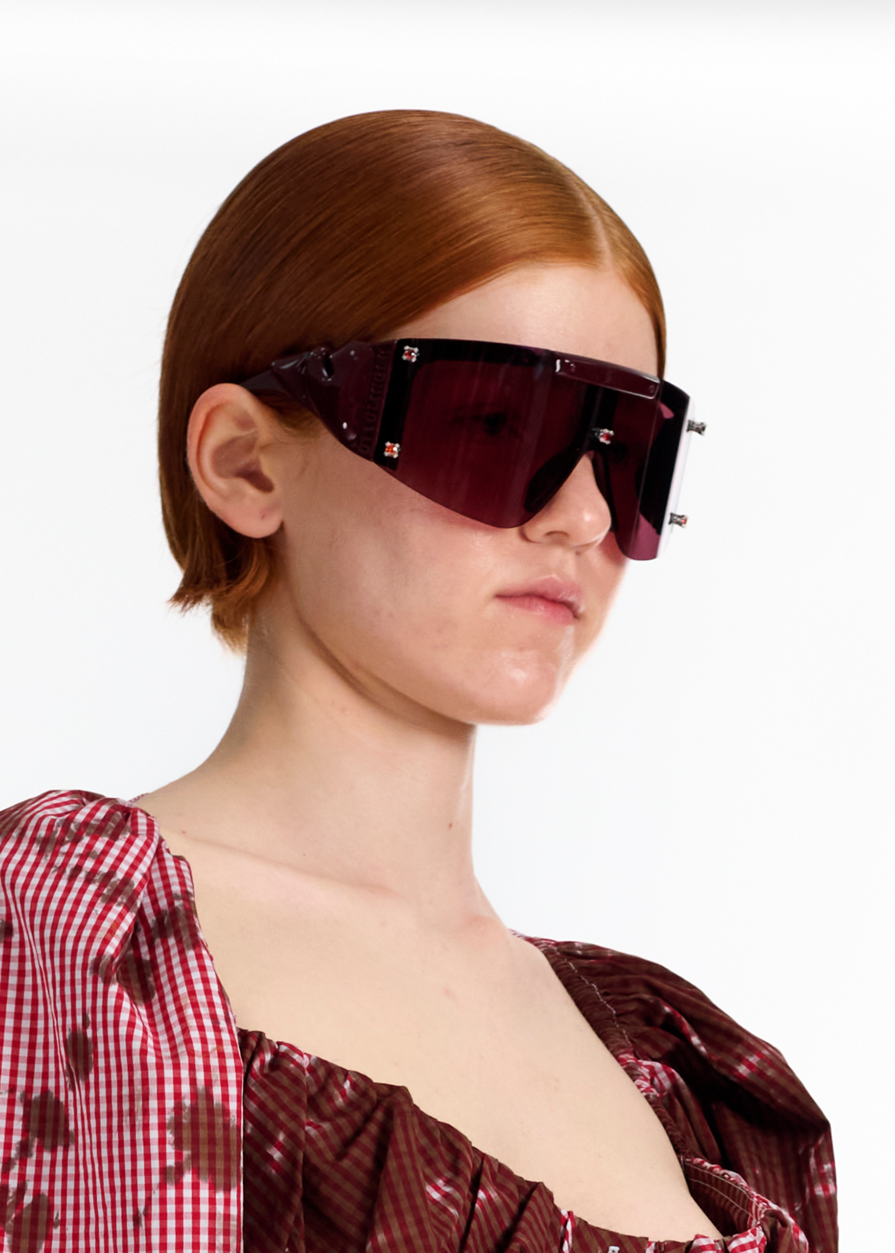 Gem-Stud Knotted Sunglasses Burgundy