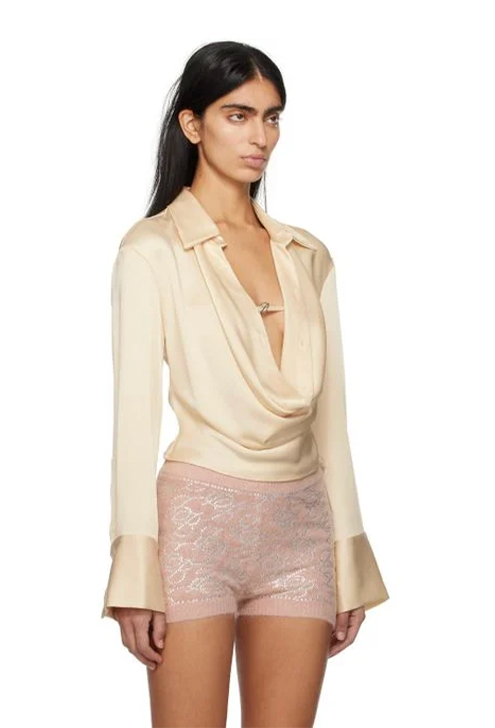 COWL COLLAR BLOUSE IN SATIN