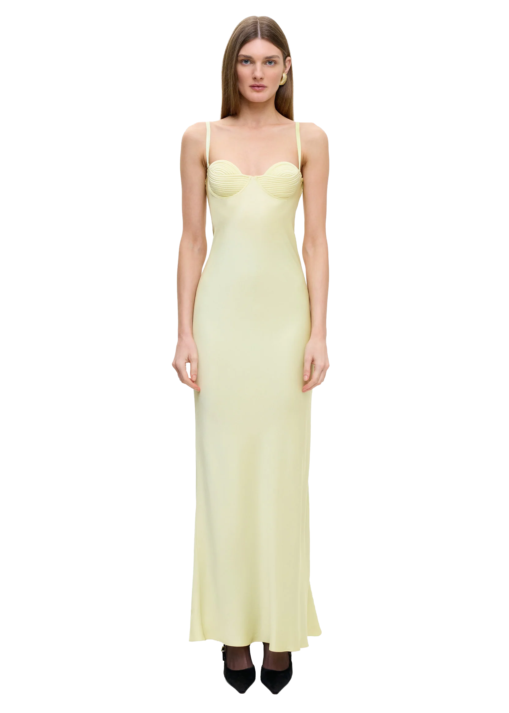 Pale yellow Anna October slip dress for daytime wedding guest dressing