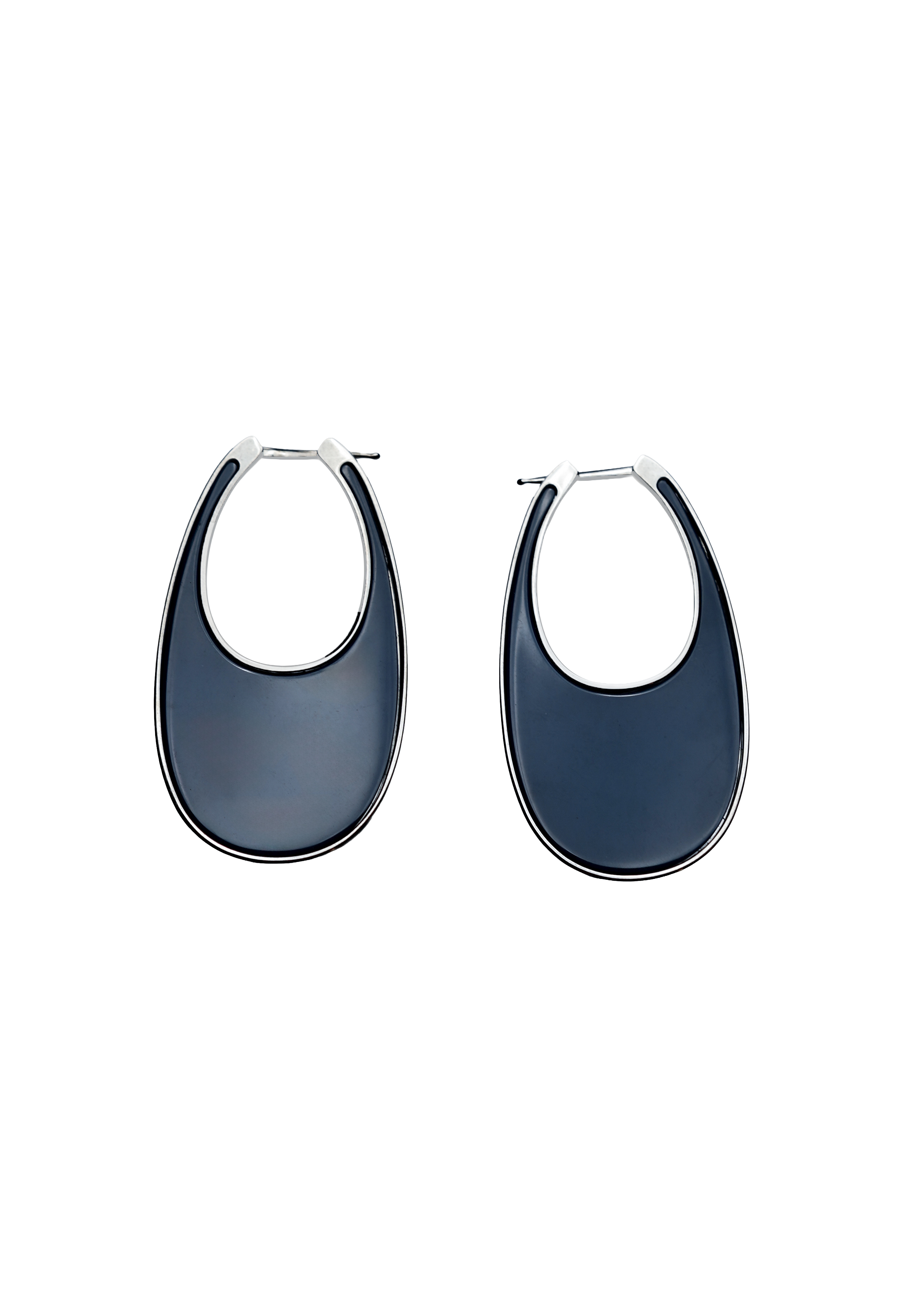 Large Swipe Earrings Navy-Lacquered