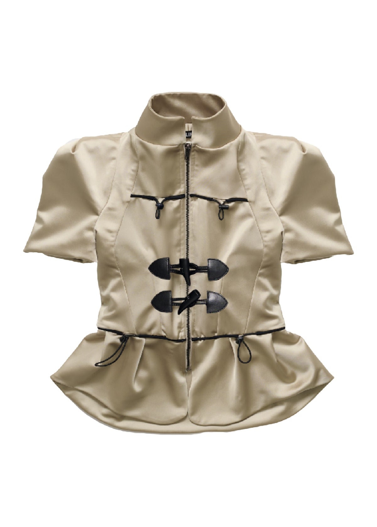 SATIN CORDLOCK TOP - BEIGE
