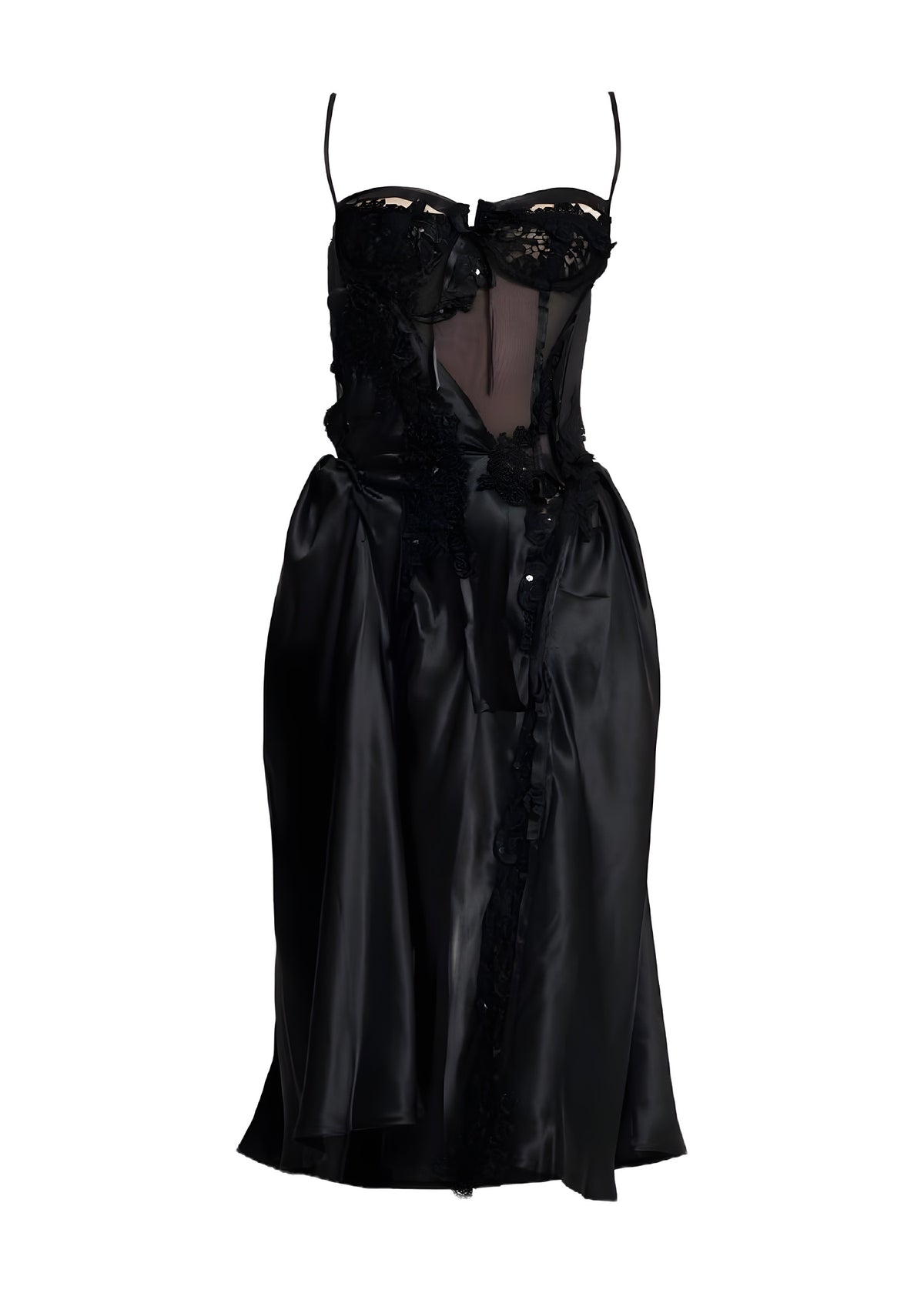 4D LACE DRESS - WHITE/BLACK