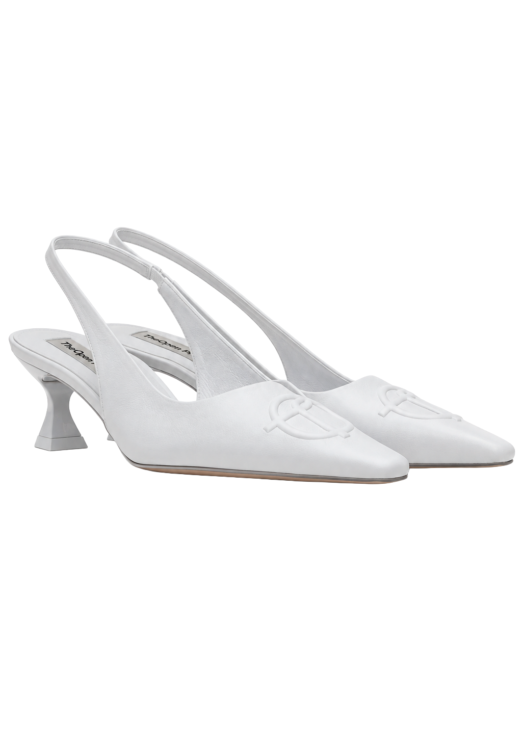 SYMBOL LOGO SLINGBACK HEELS WHITE