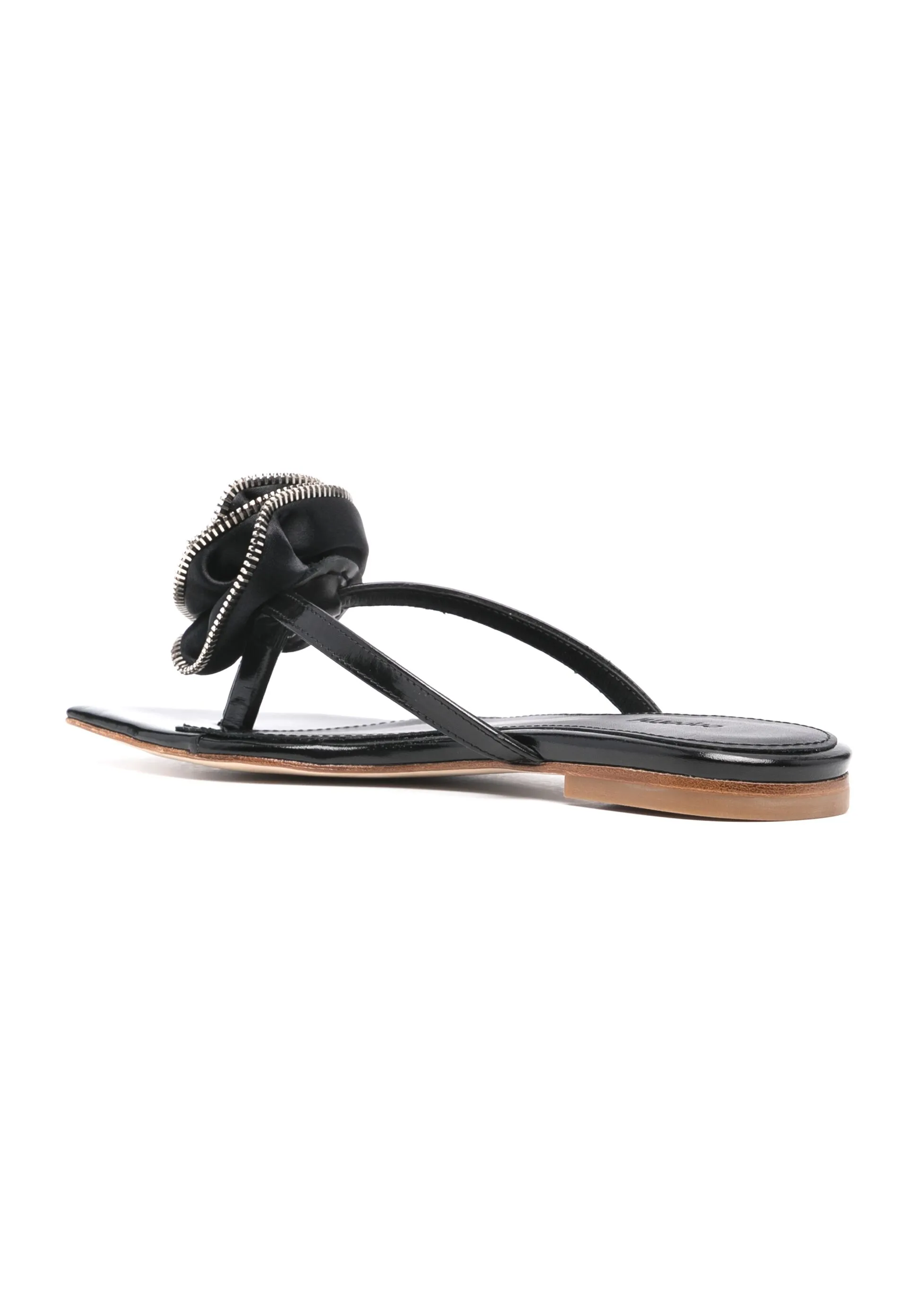Zip Flower Slanted Flip Flop