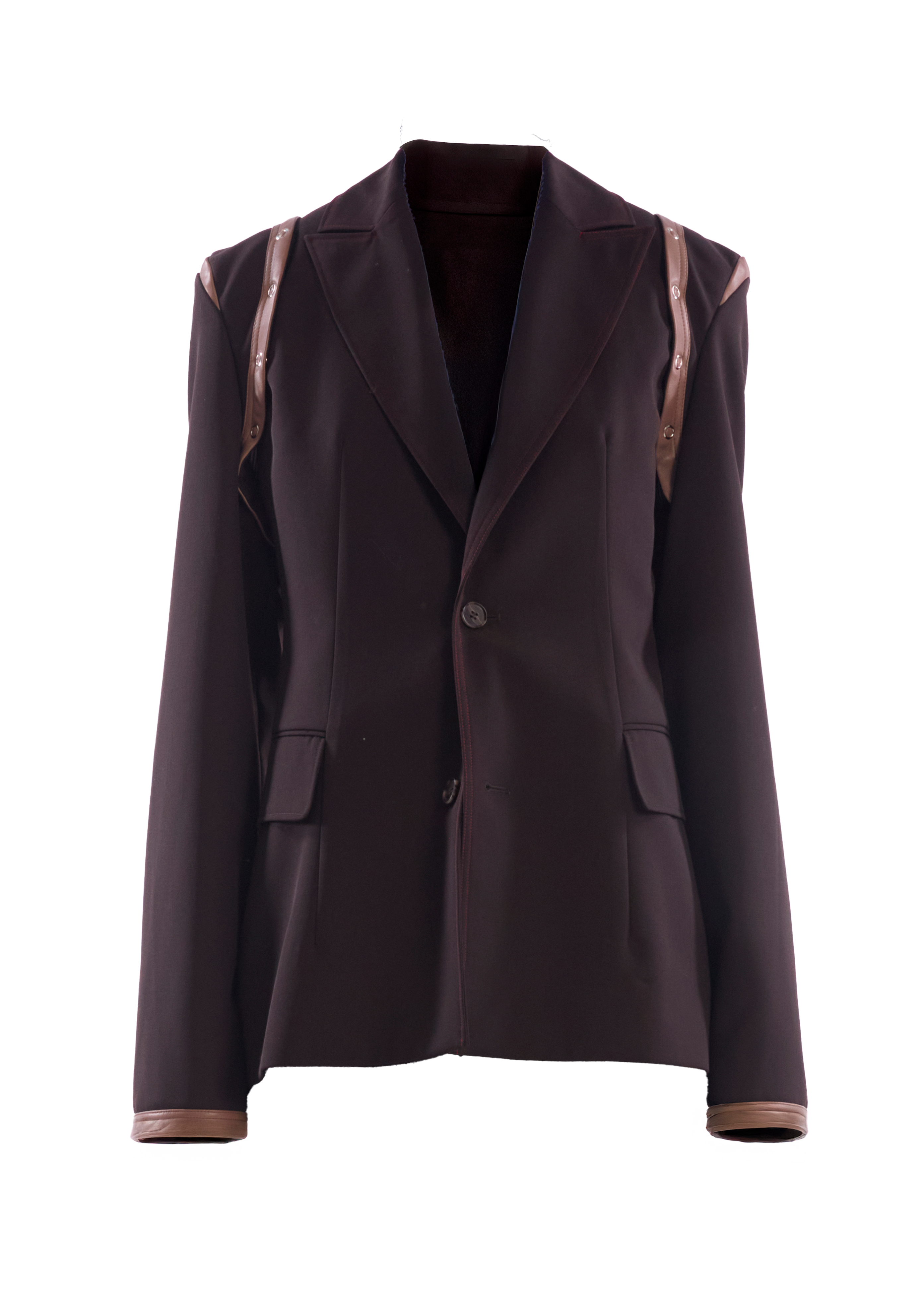 Leather Shoulder Tailored Jacket