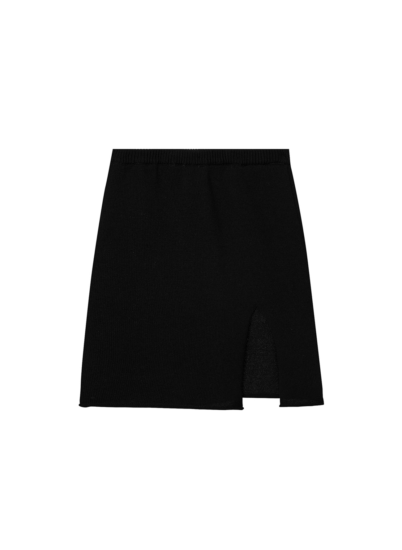 SLIT KNITTED SKIRT BLACK