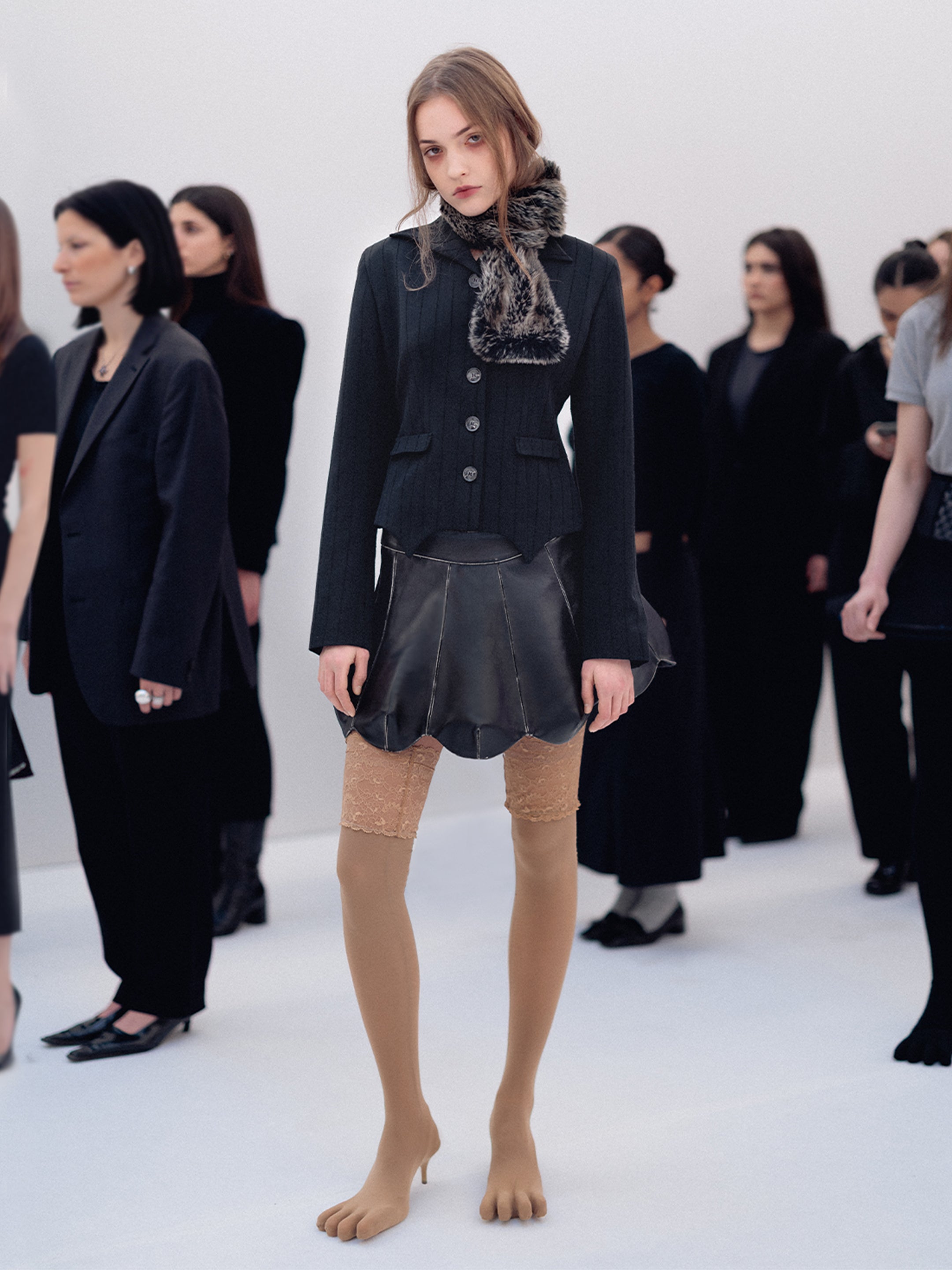 KORNELIA LARVA LEATHER SKIRT